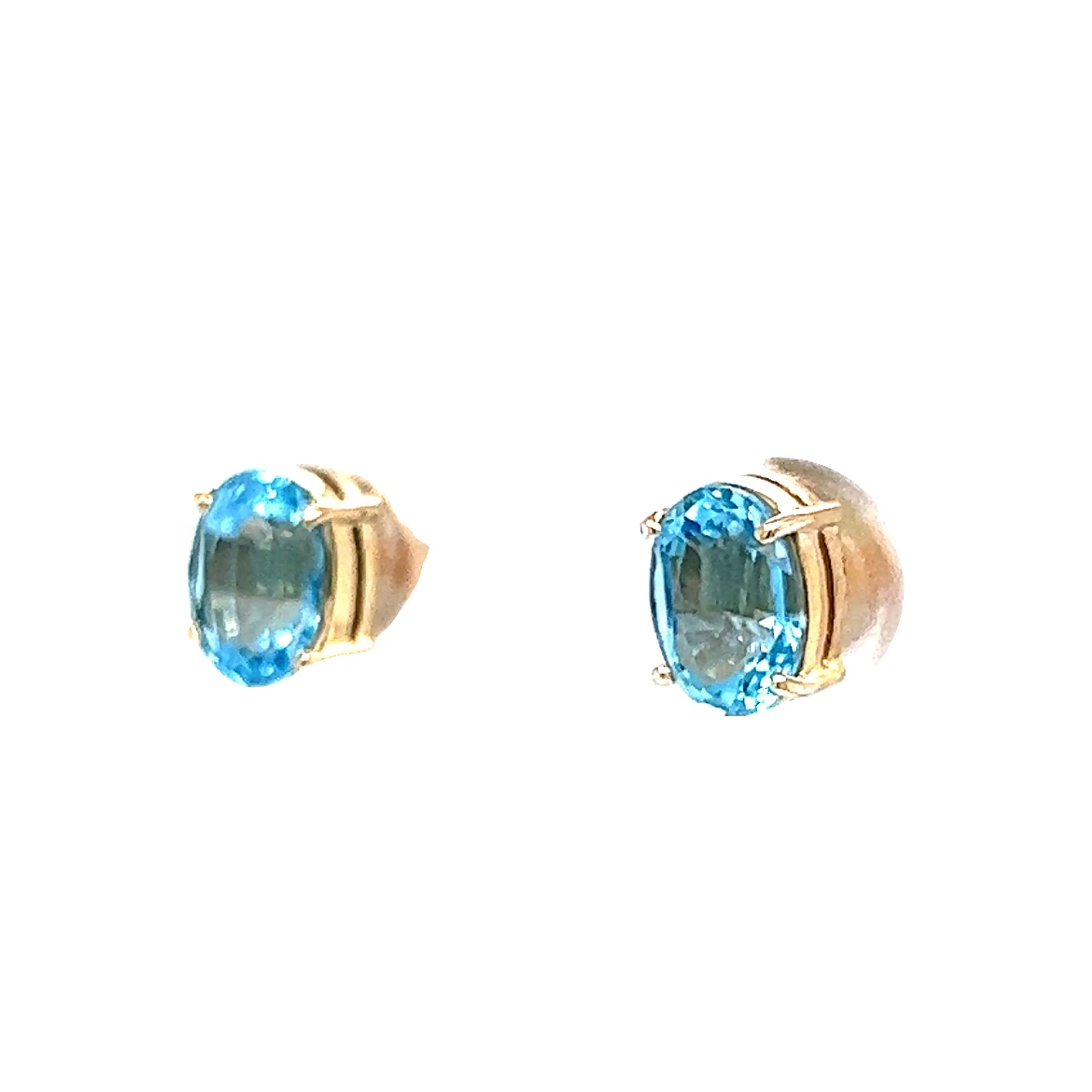 1.26 Blue Topaz Earring Studs in 14k Yellow Gold - Image 2