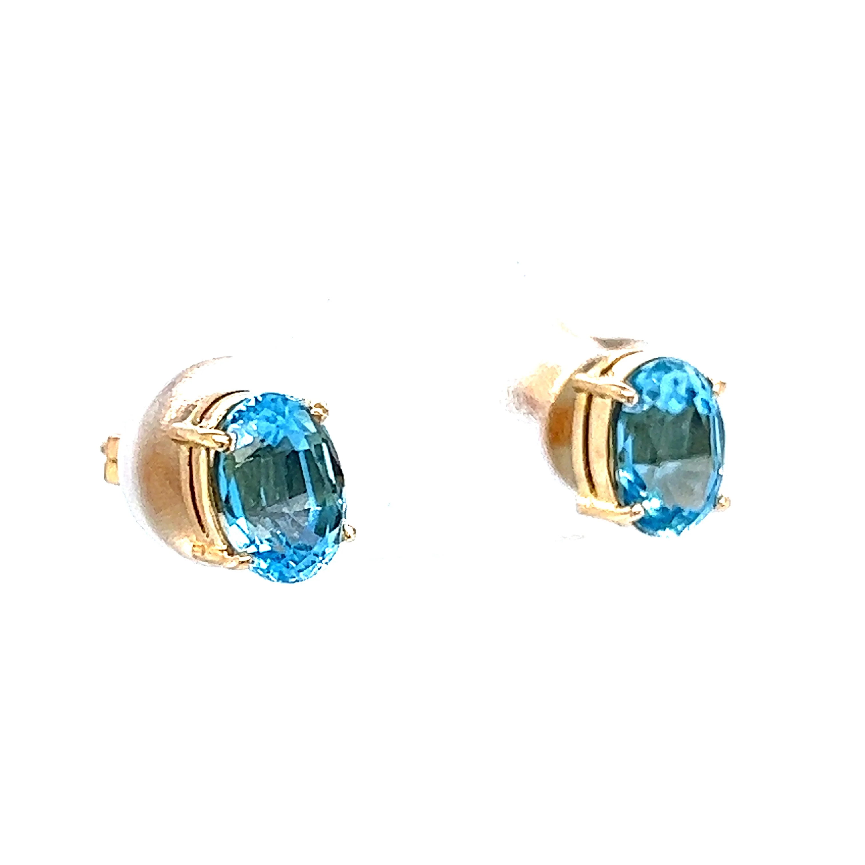 1.26 Blue Topaz Earring Studs in 14k Yellow Gold - Image 3
