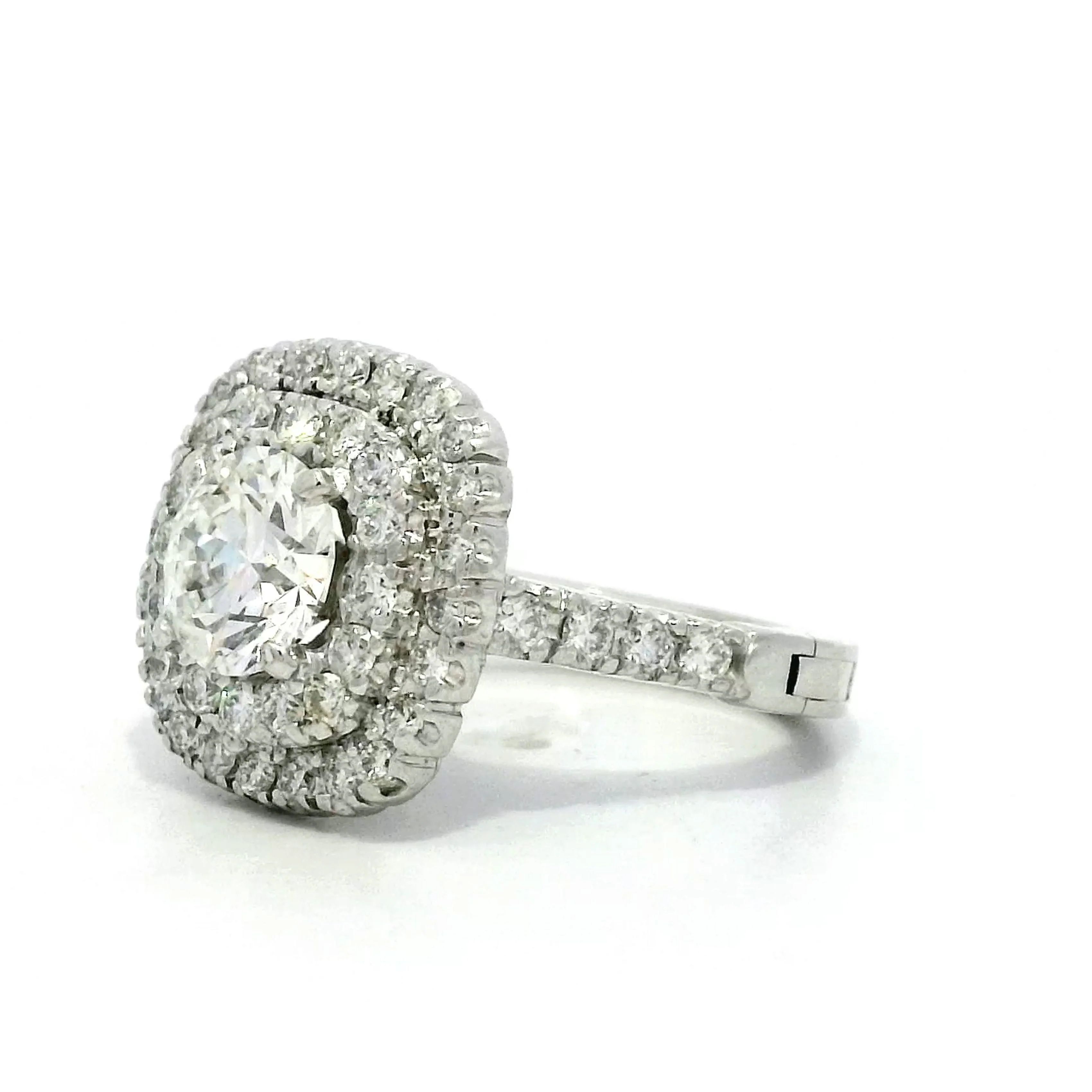 1.26 Diamond Halo Engagement Ring in 14k White Gold - Image 2