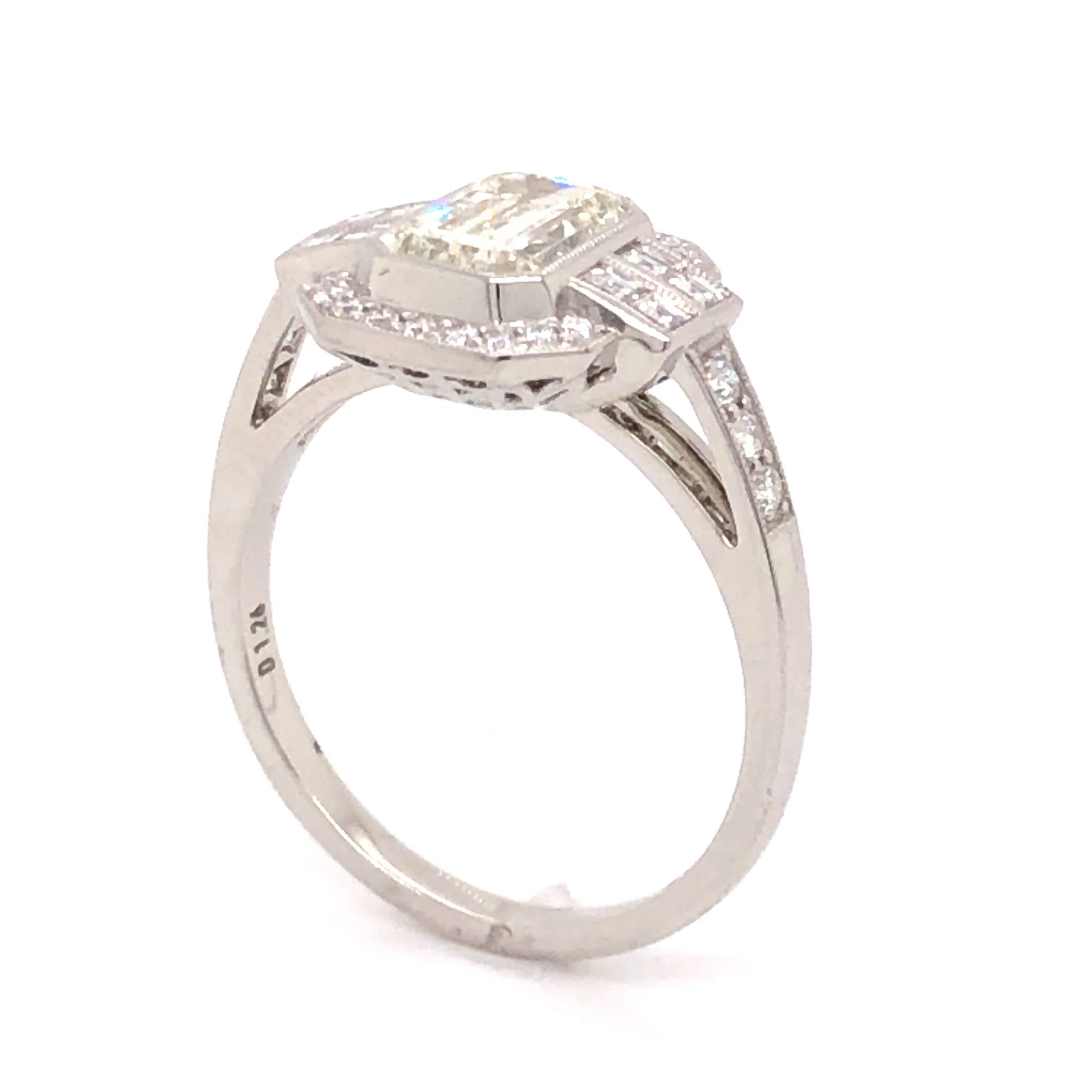 1.26 Emerald Cut Diamond Engagement Ring in Platinum - Image 4
