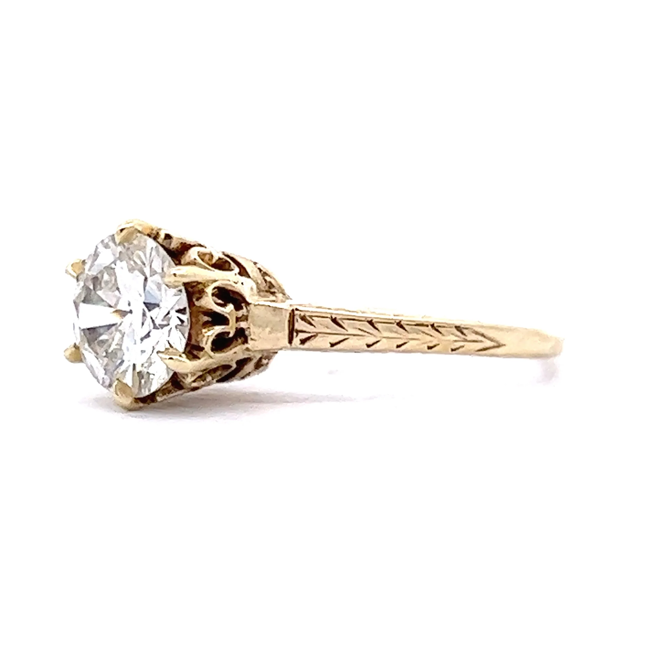 1.26 Solitaire Art Deco Diamond Engagement Ring in 14k Gold - Image 2