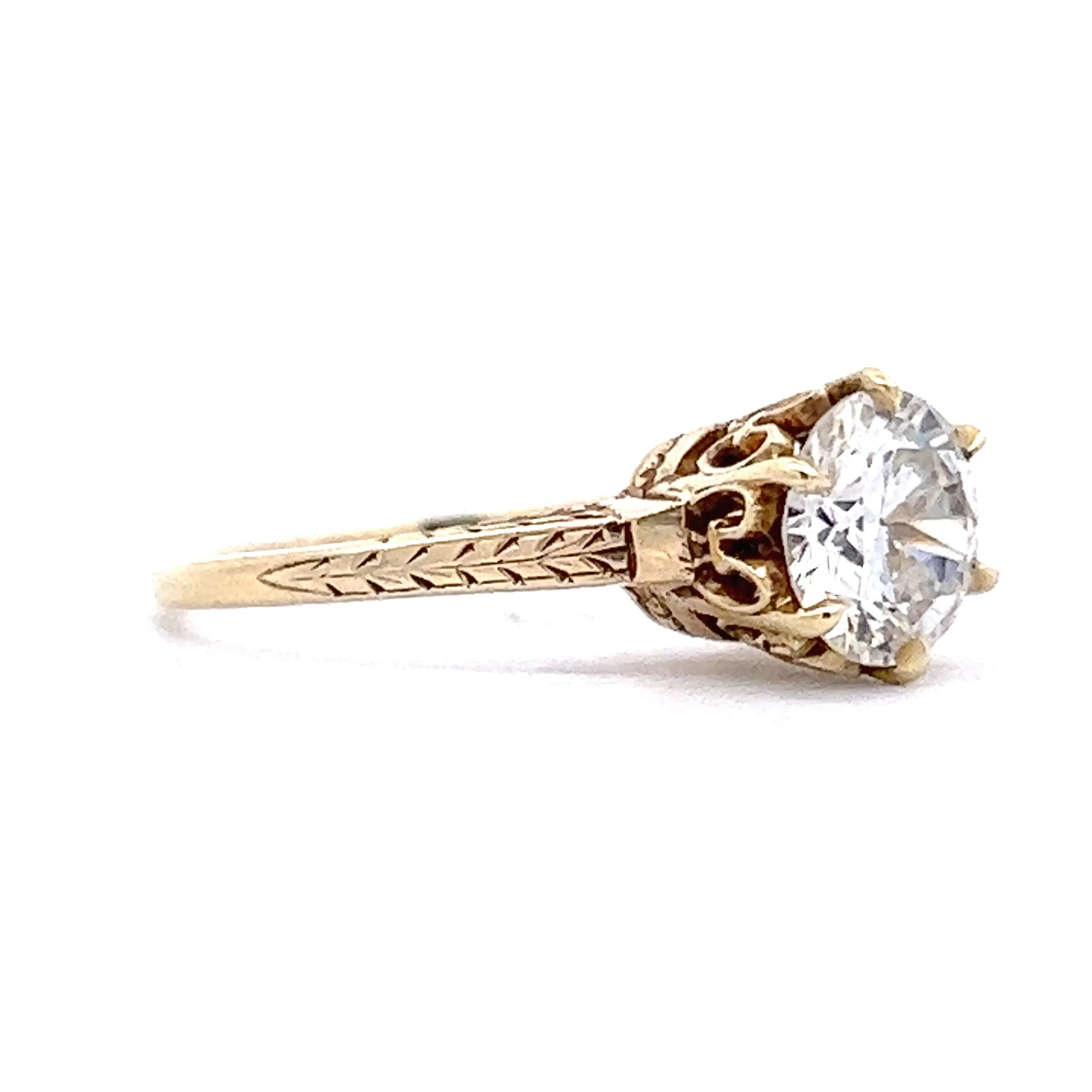 1.26 Solitaire Art Deco Diamond Engagement Ring in 14k Gold - Image 3