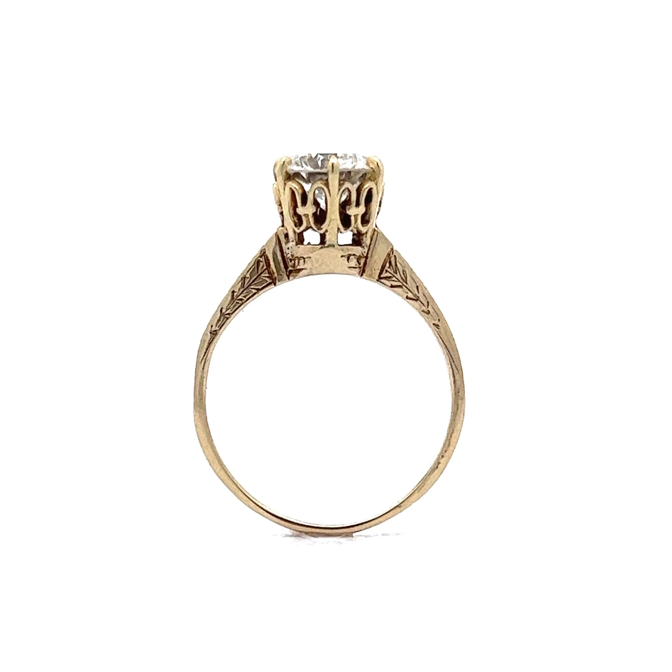 1.26 Solitaire Art Deco Diamond Engagement Ring in 14k Gold - Image 4