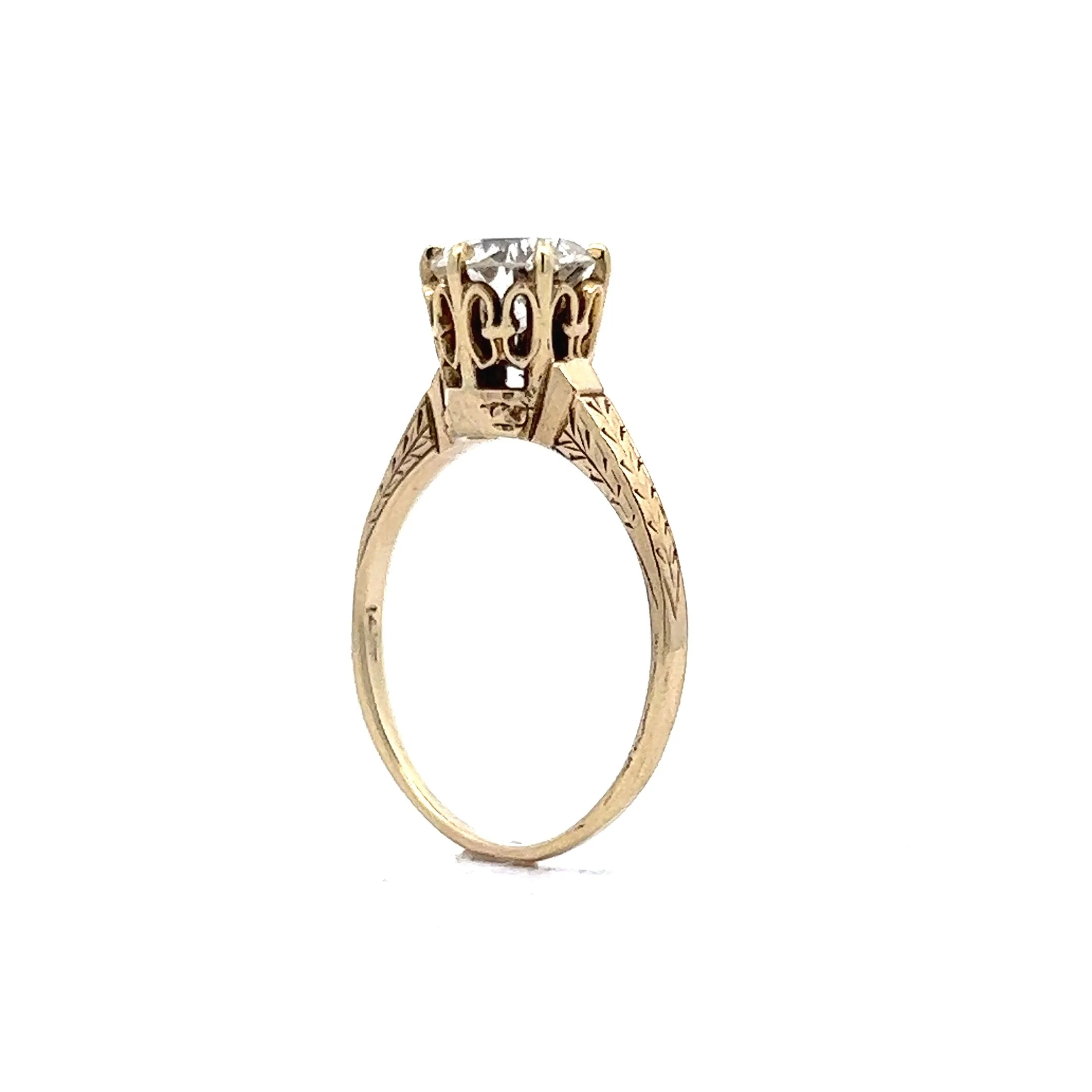 1.26 Solitaire Art Deco Diamond Engagement Ring in 14k Gold - Image 5