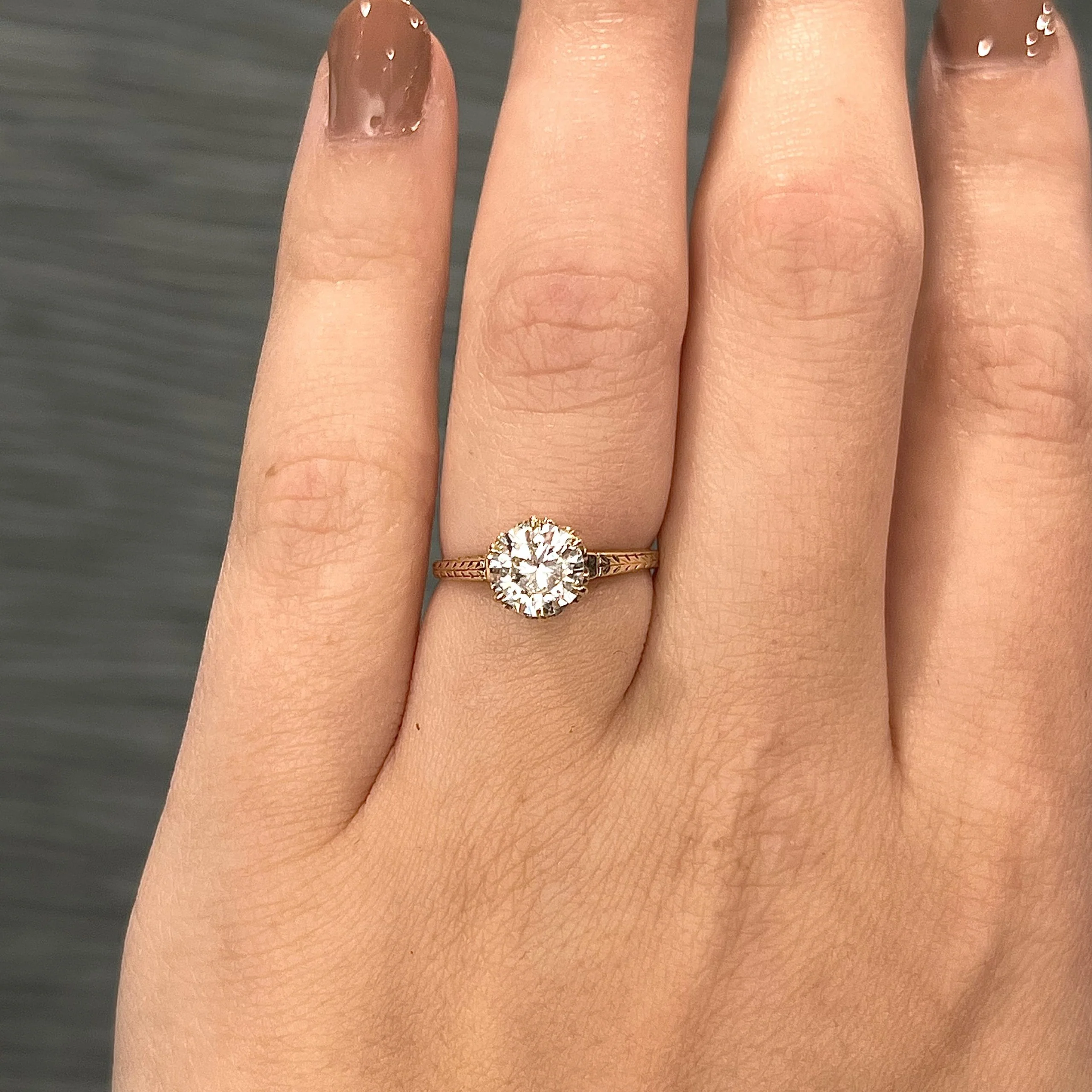 1.26 Solitaire Art Deco Diamond Engagement Ring in 14k Gold - Image 6