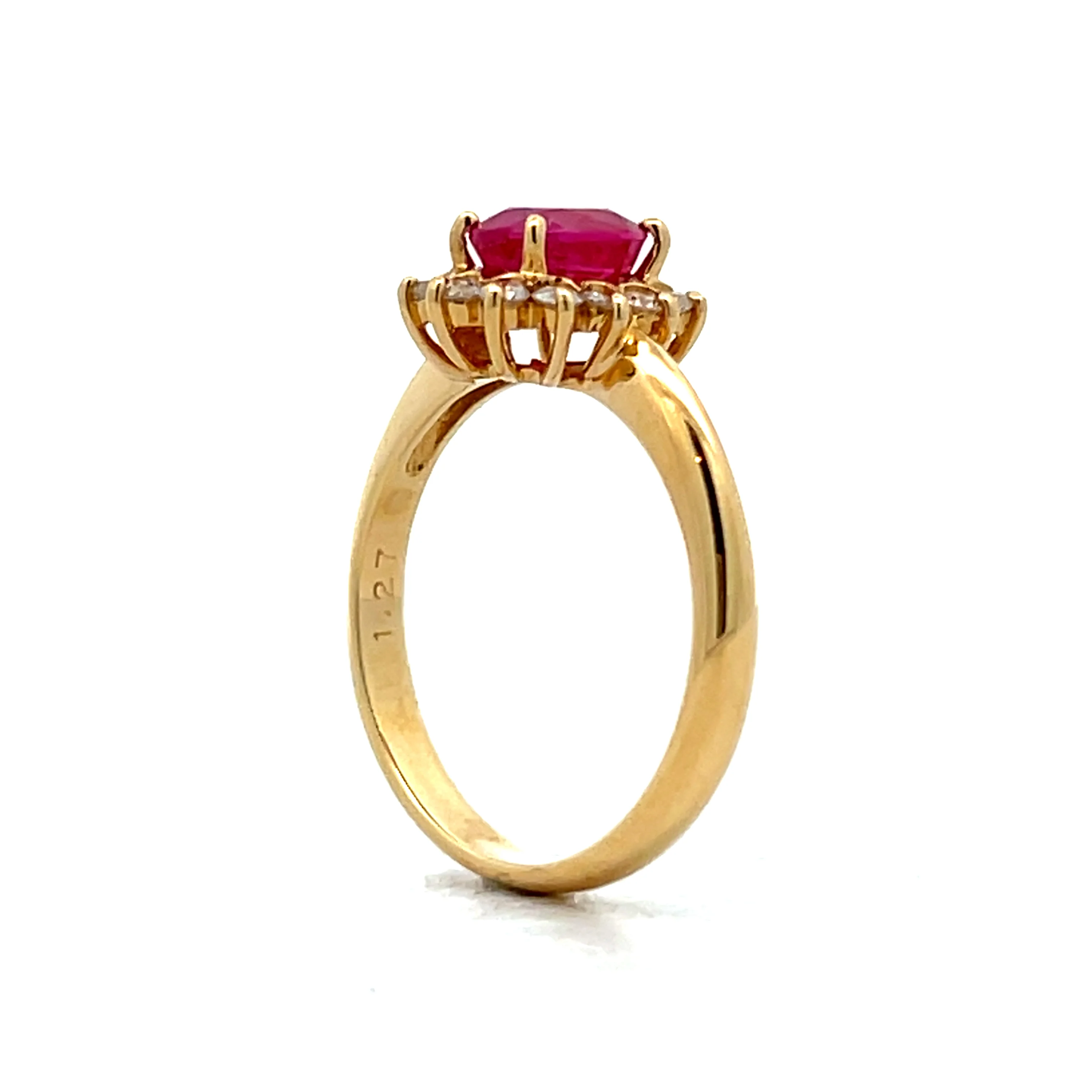 1.27 Ruby & Diamond Halo Engagement Ring in 18k - Image 5