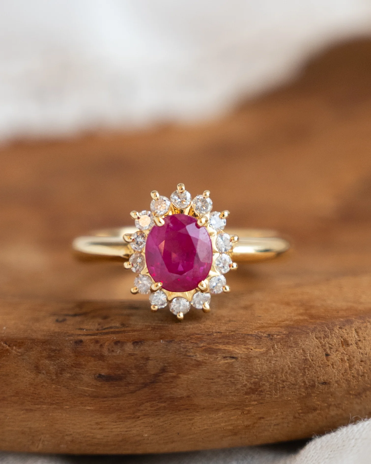 1.27 Ruby & Diamond Halo Engagement Ring in 18k - Image 6