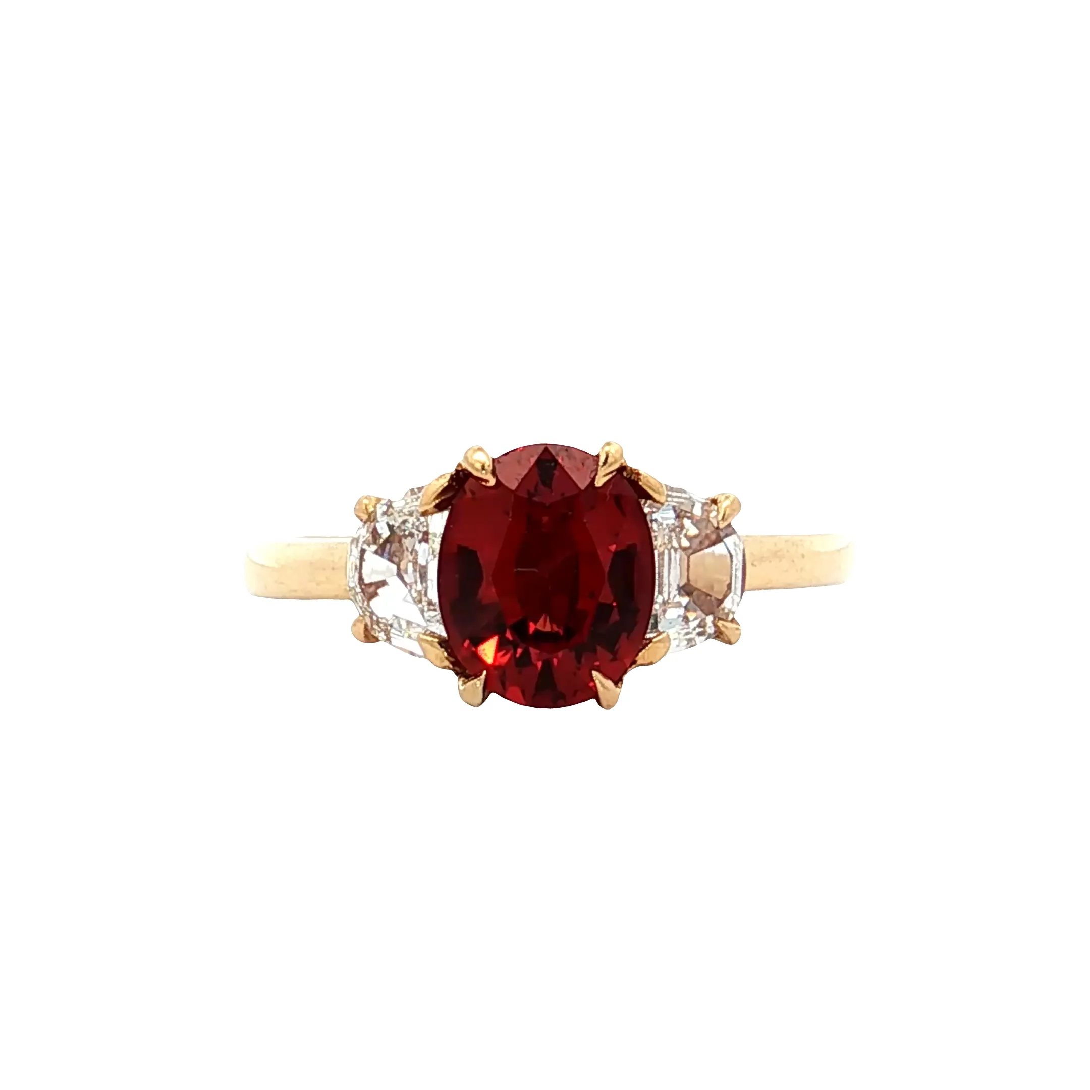 1.27 Spinel Three Stone Engagement Ring in 18k