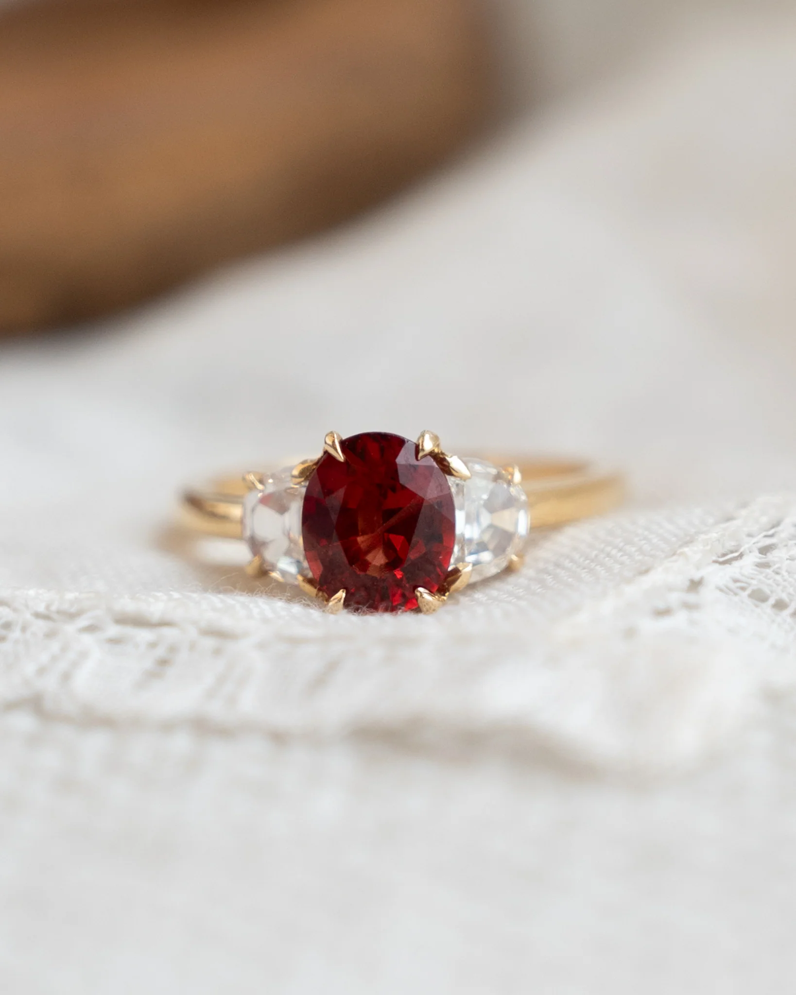 1.27 Spinel Three Stone Engagement Ring in 18k - Image 6