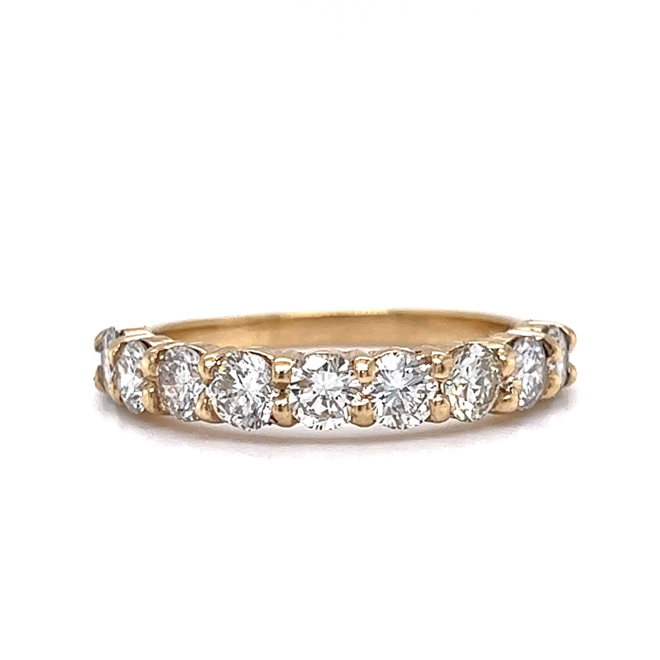 1.28 Carat Diamond Half Eternity Wedding Band in 14k Yellow Gold