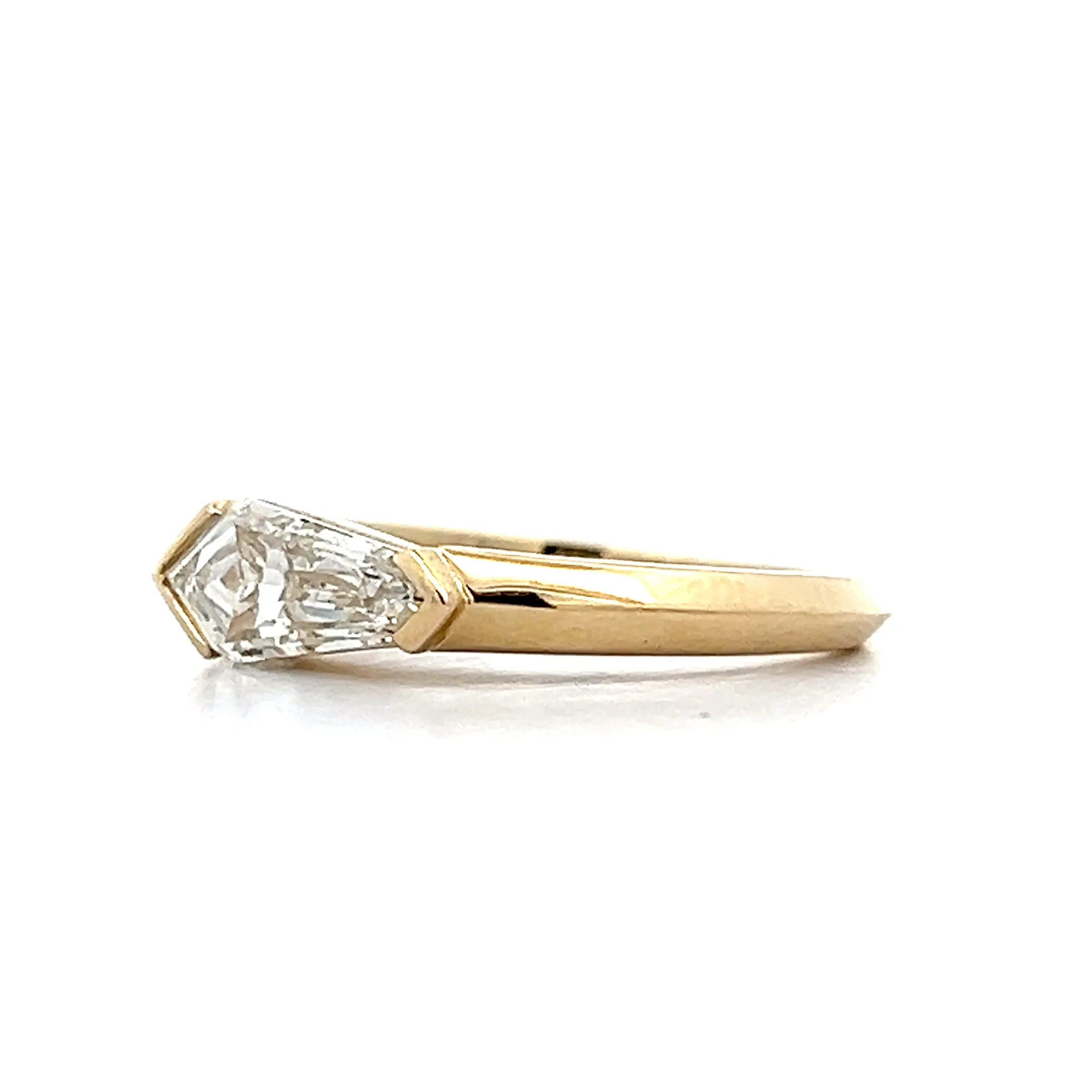 1.28 Kite Cut Diamond Engagement Ring in 14k Yellow Gold - Image 2