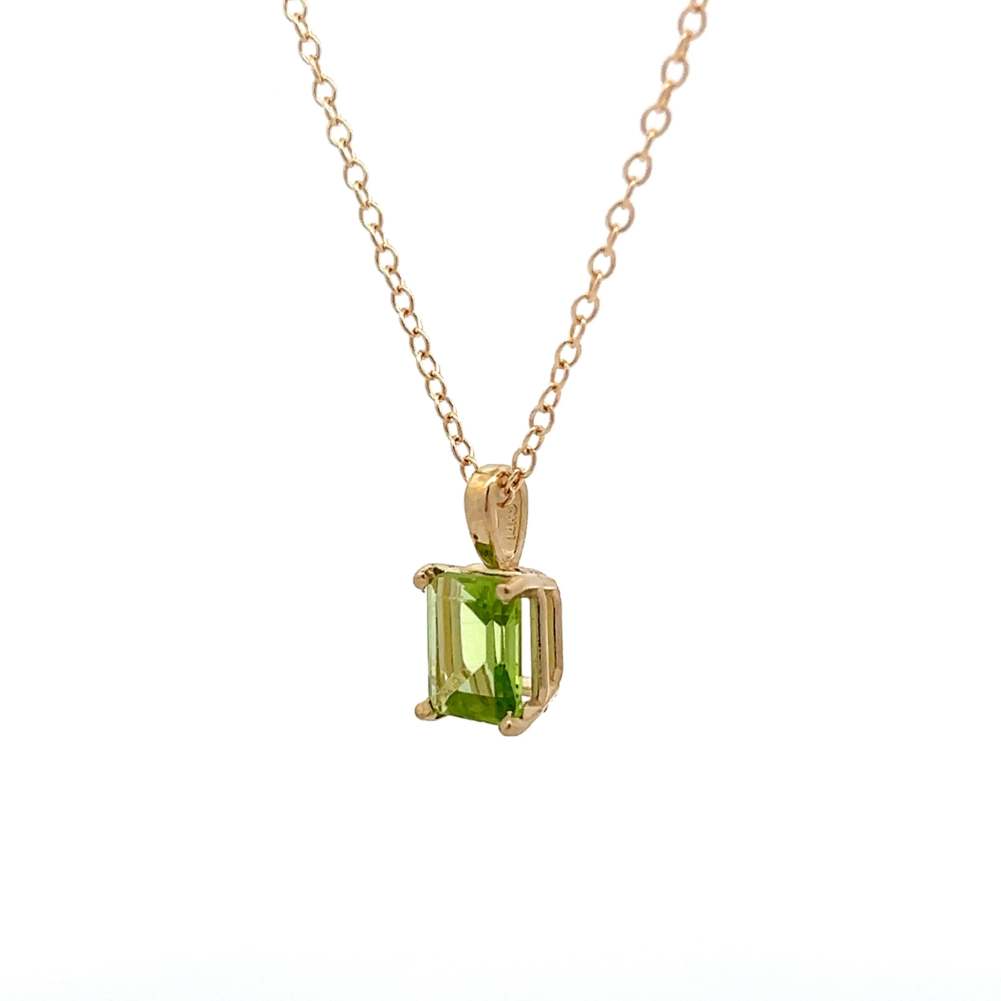1.29 Emerald Cut Peridot Necklace in 14k Yellow Gold - Image 2