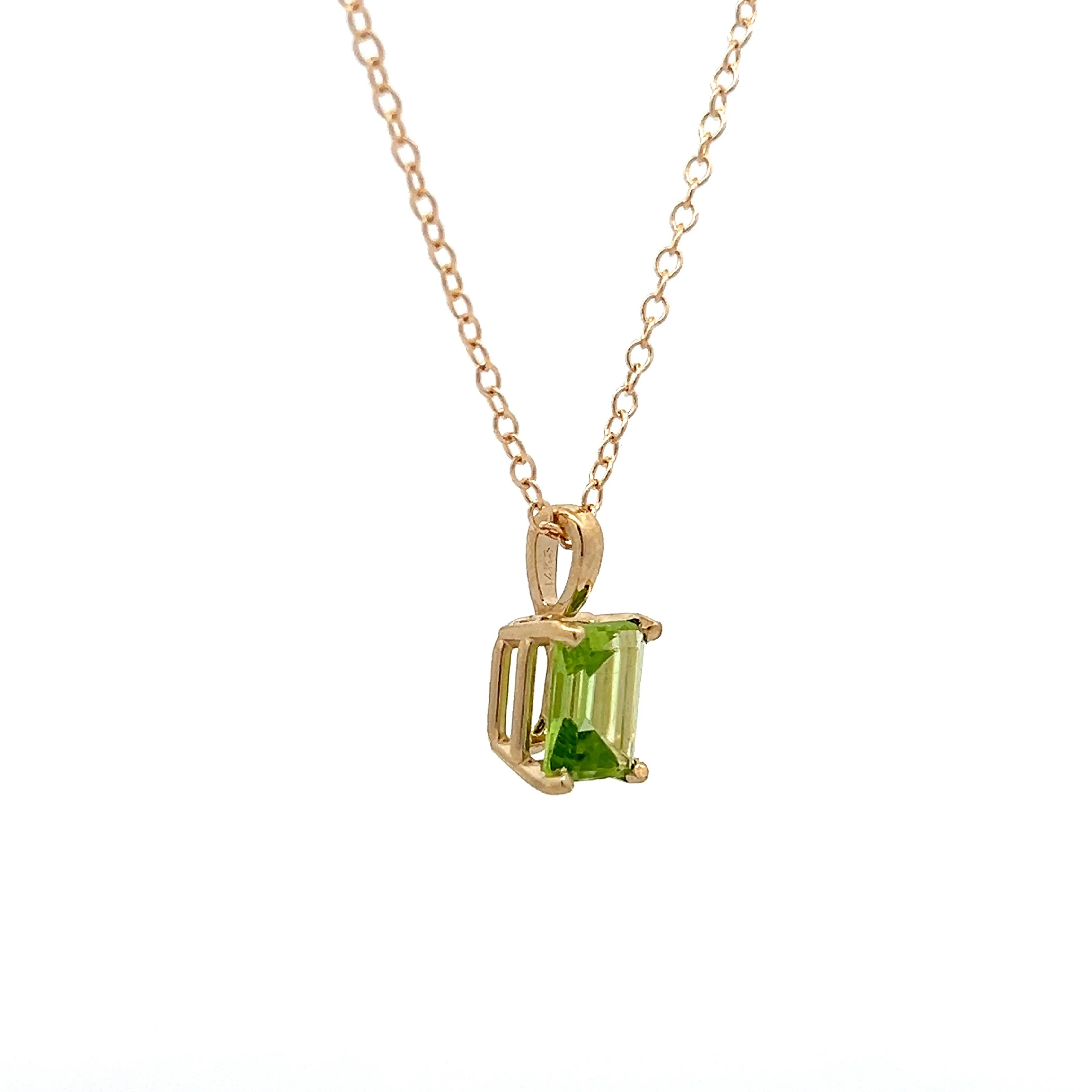 1.29 Emerald Cut Peridot Necklace in 14k Yellow Gold - Image 3