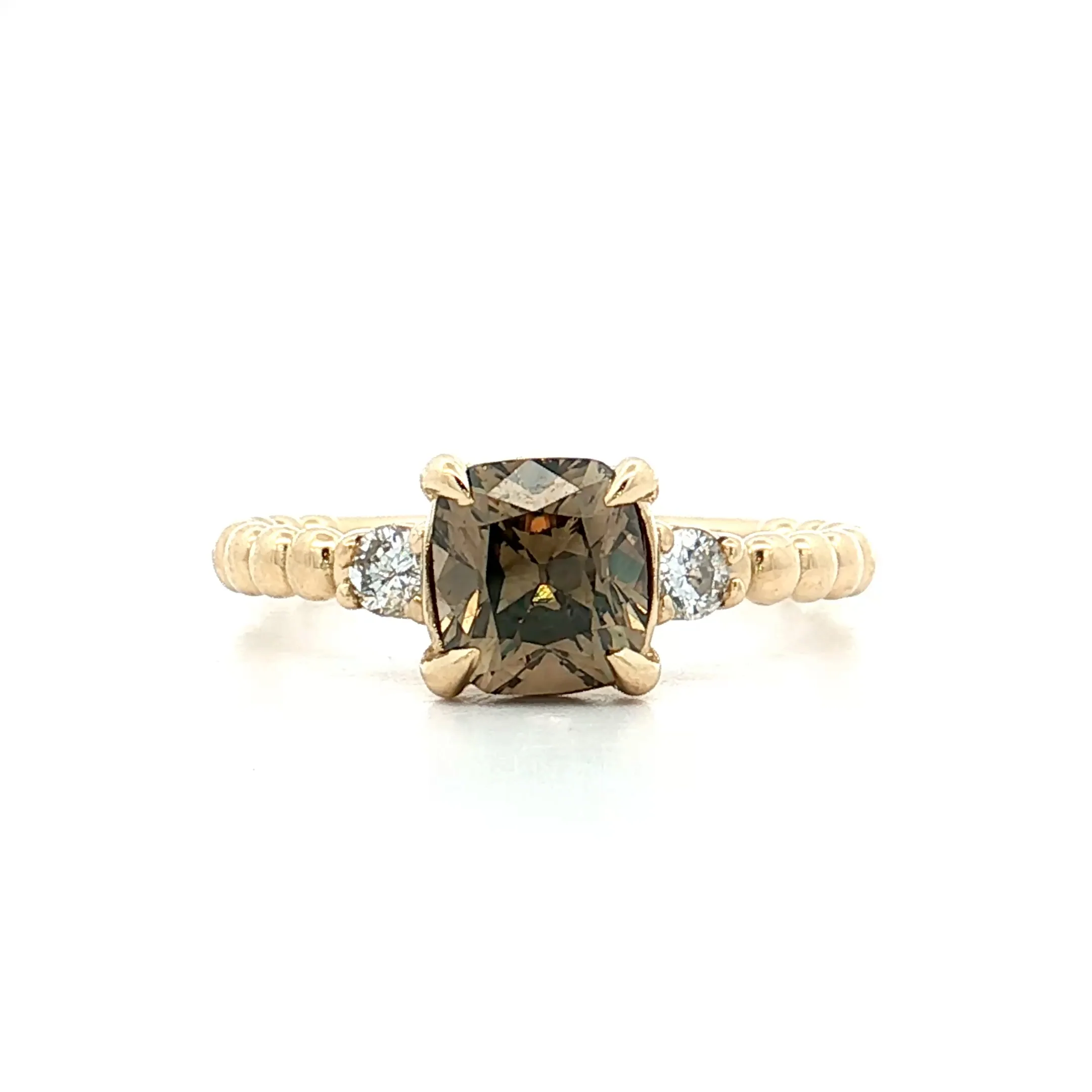 1.30 Brown Diamond Three Stone Engagement Ring 14k