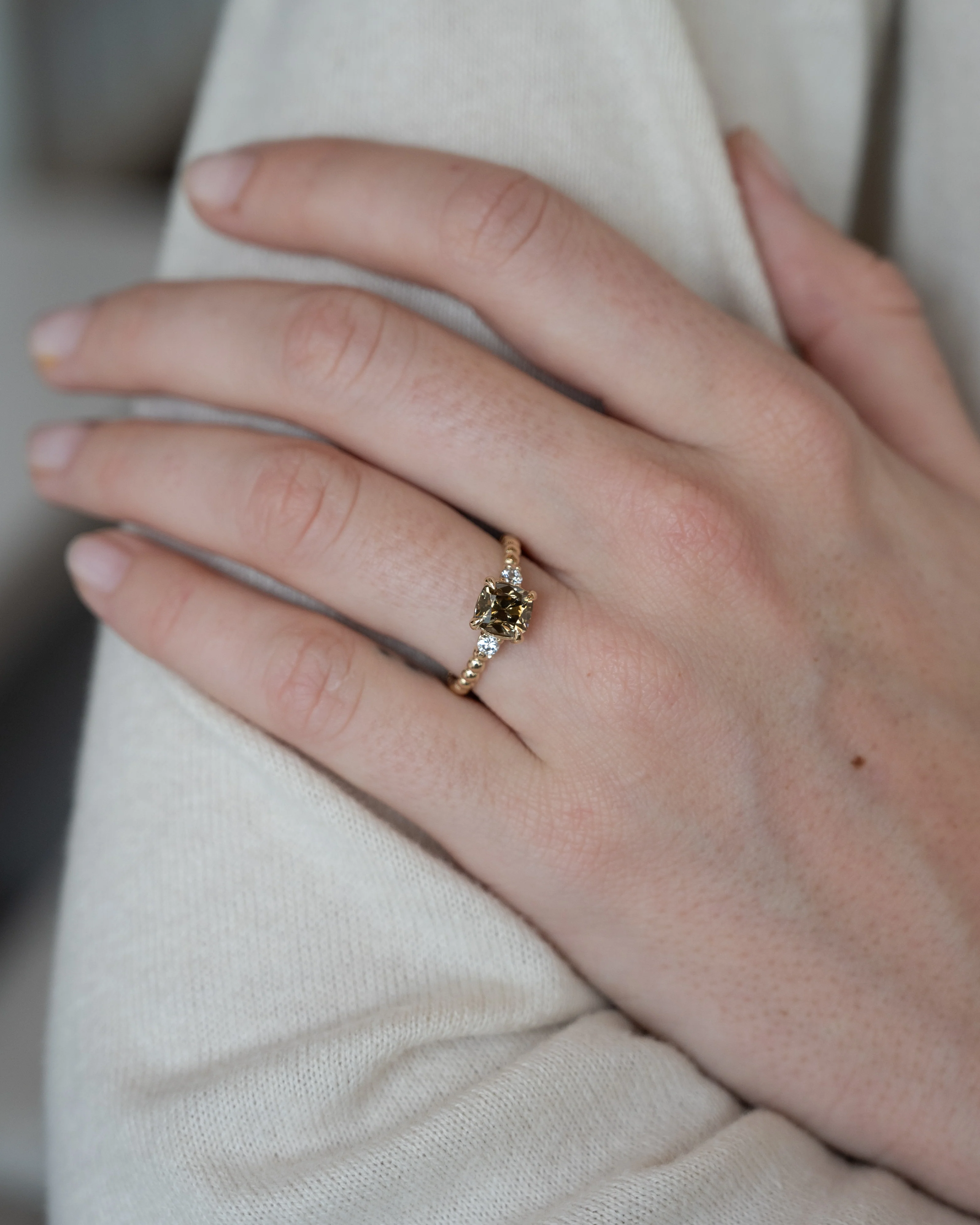 1.30 Brown Diamond Three Stone Engagement Ring 14k - Image 7