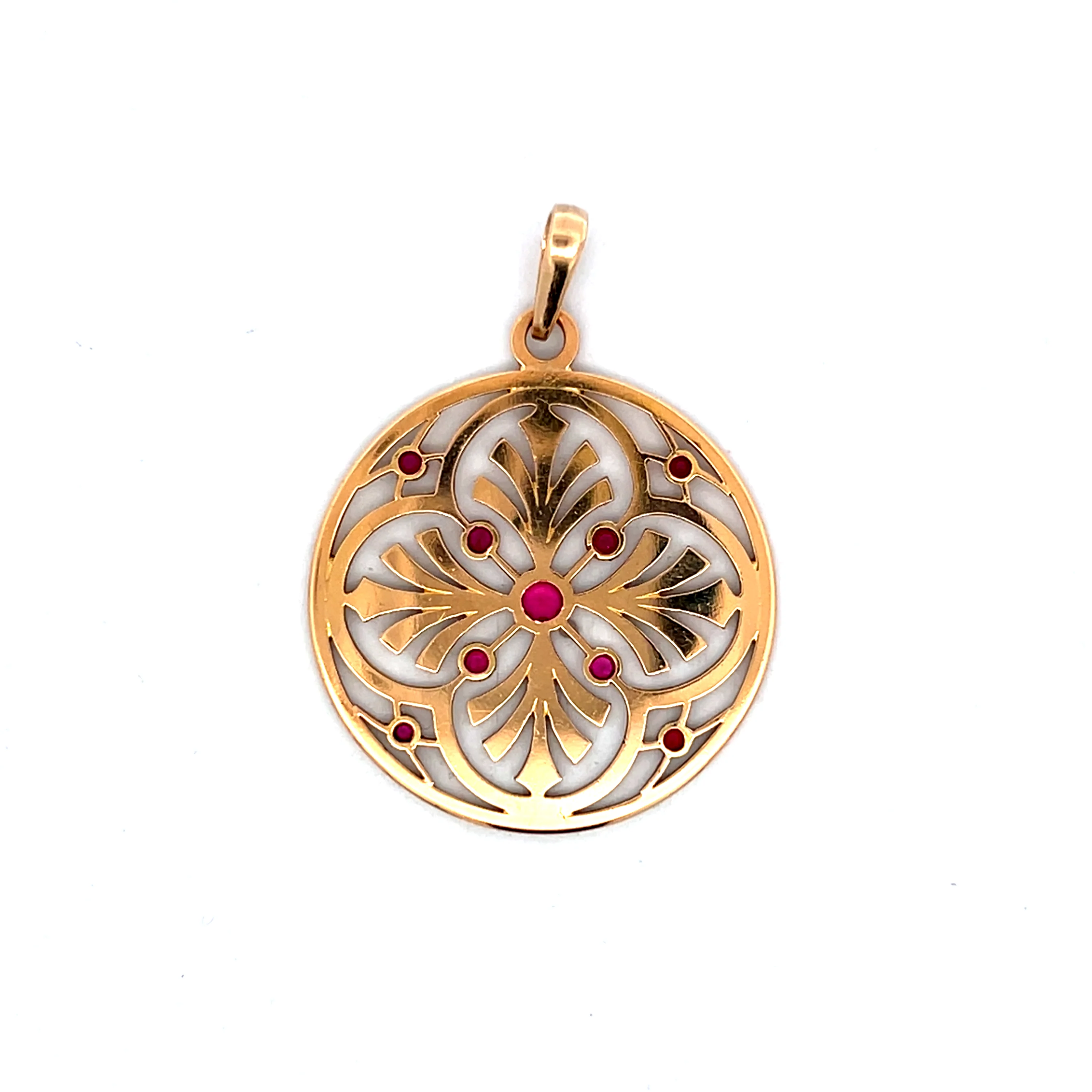 1.31 Spinel Medallion Pendant in 14k Yellow Gold - Image 2
