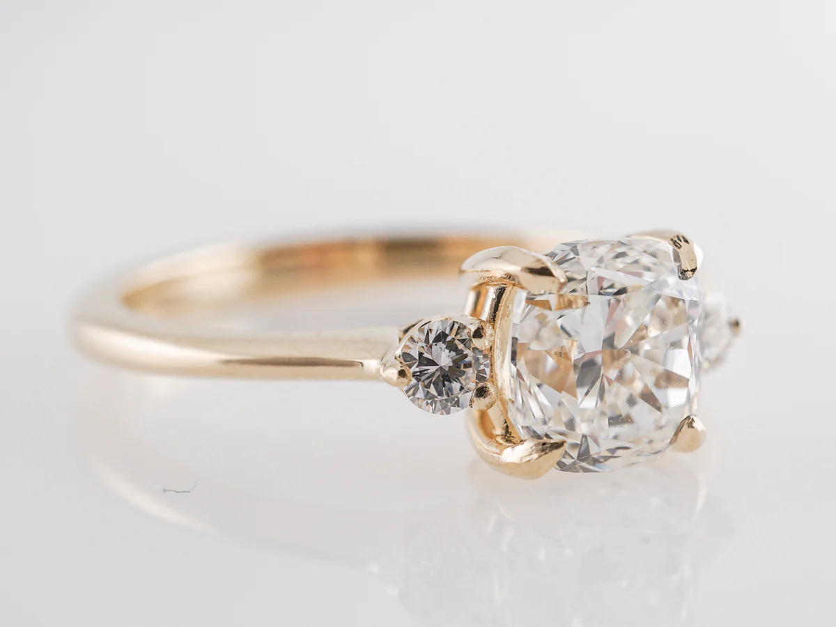 1.32 Carat Cushion Cut Diamond Engagement Ring in 14k - Image 3