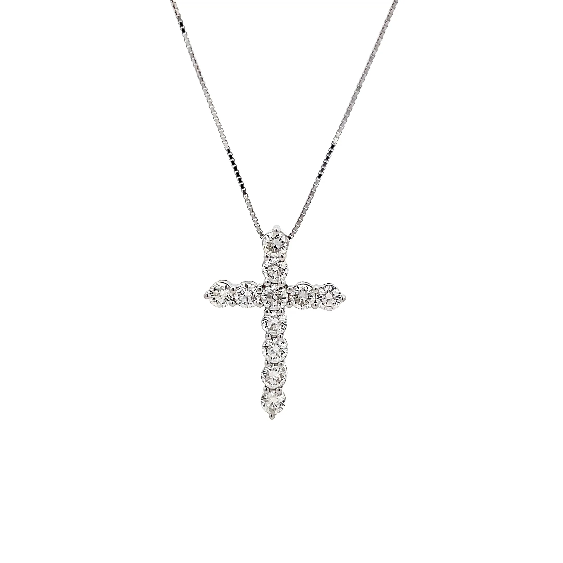1.32 Diamond Cross Pendant Necklace in 18k
