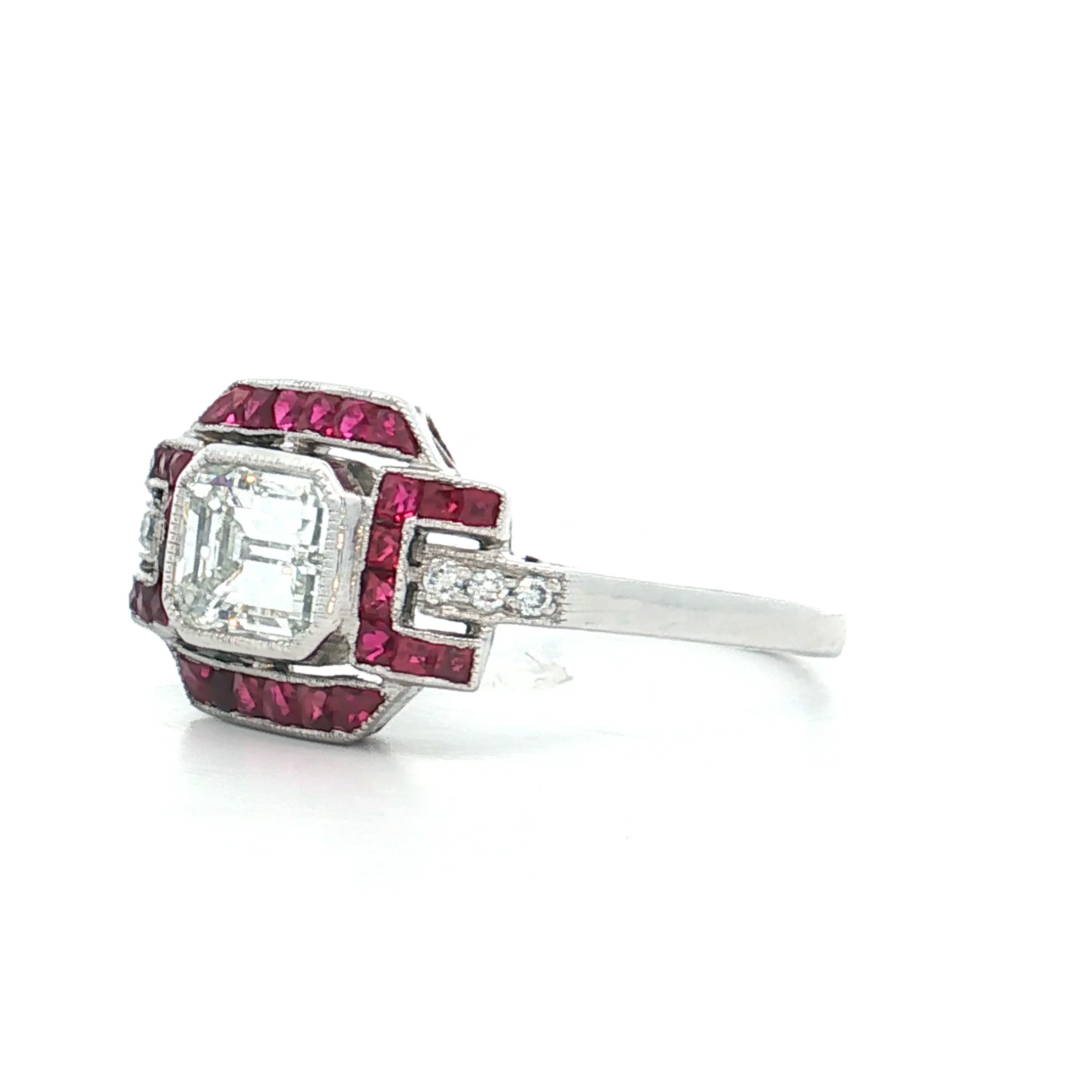 1.32 Emerald Cut Diamond Engagement Ring Platinum - Image 2