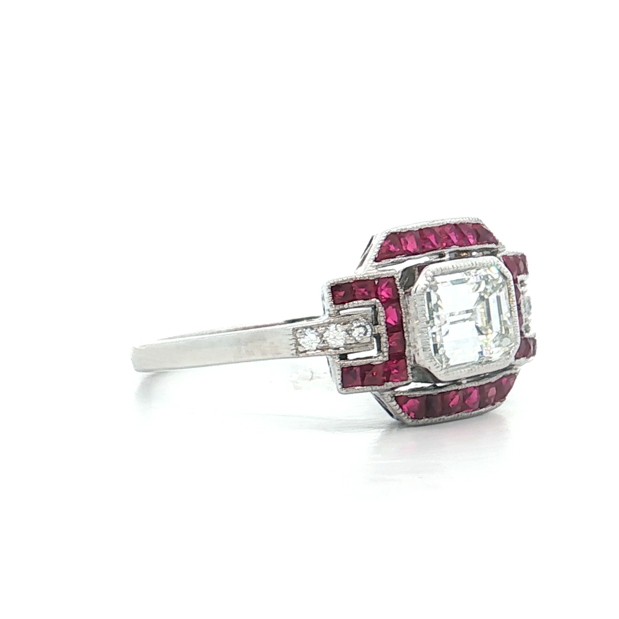 1.32 Emerald Cut Diamond Engagement Ring Platinum - Image 3