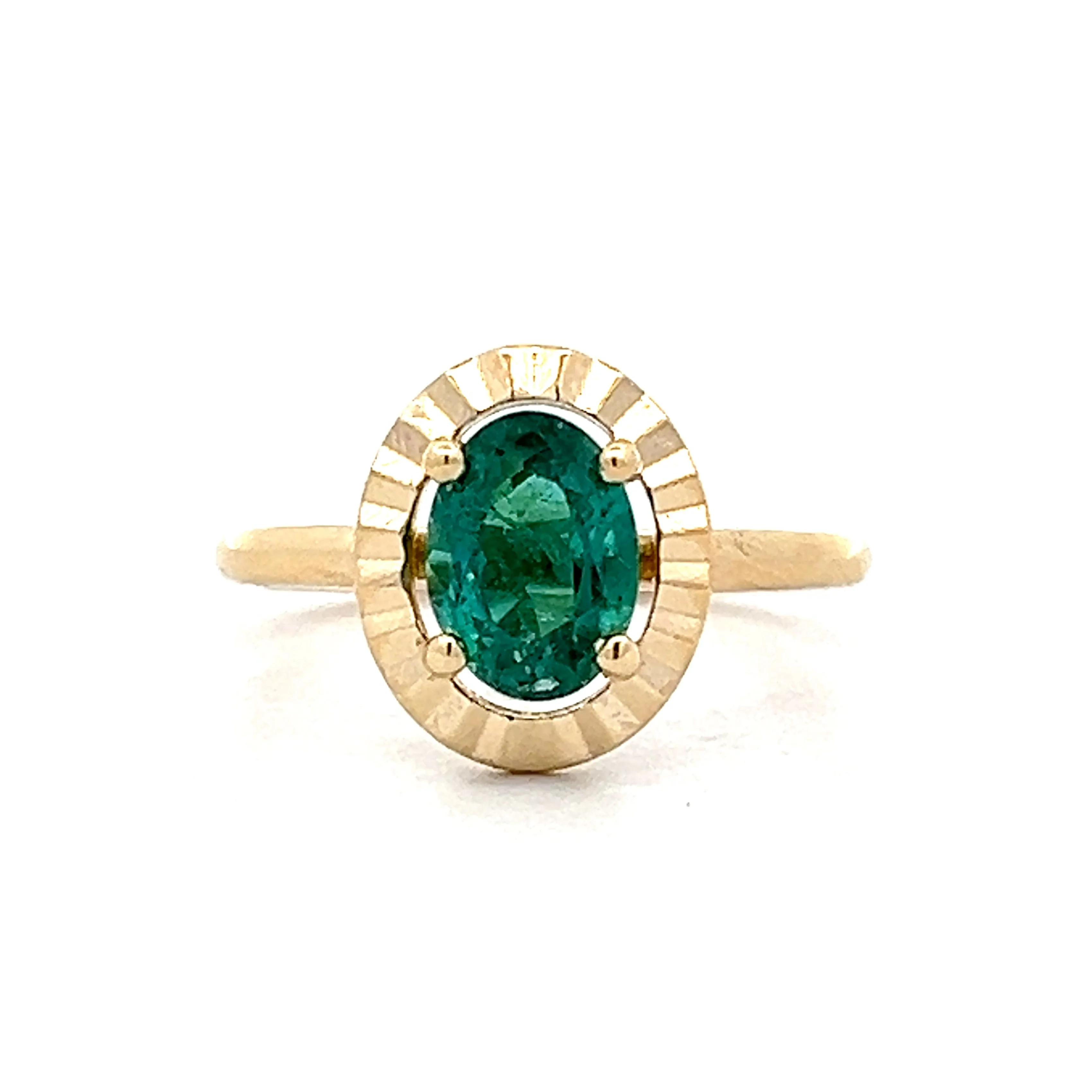 1.32 Oval Cut Tourmaline Ring in 14k Yellow Gold