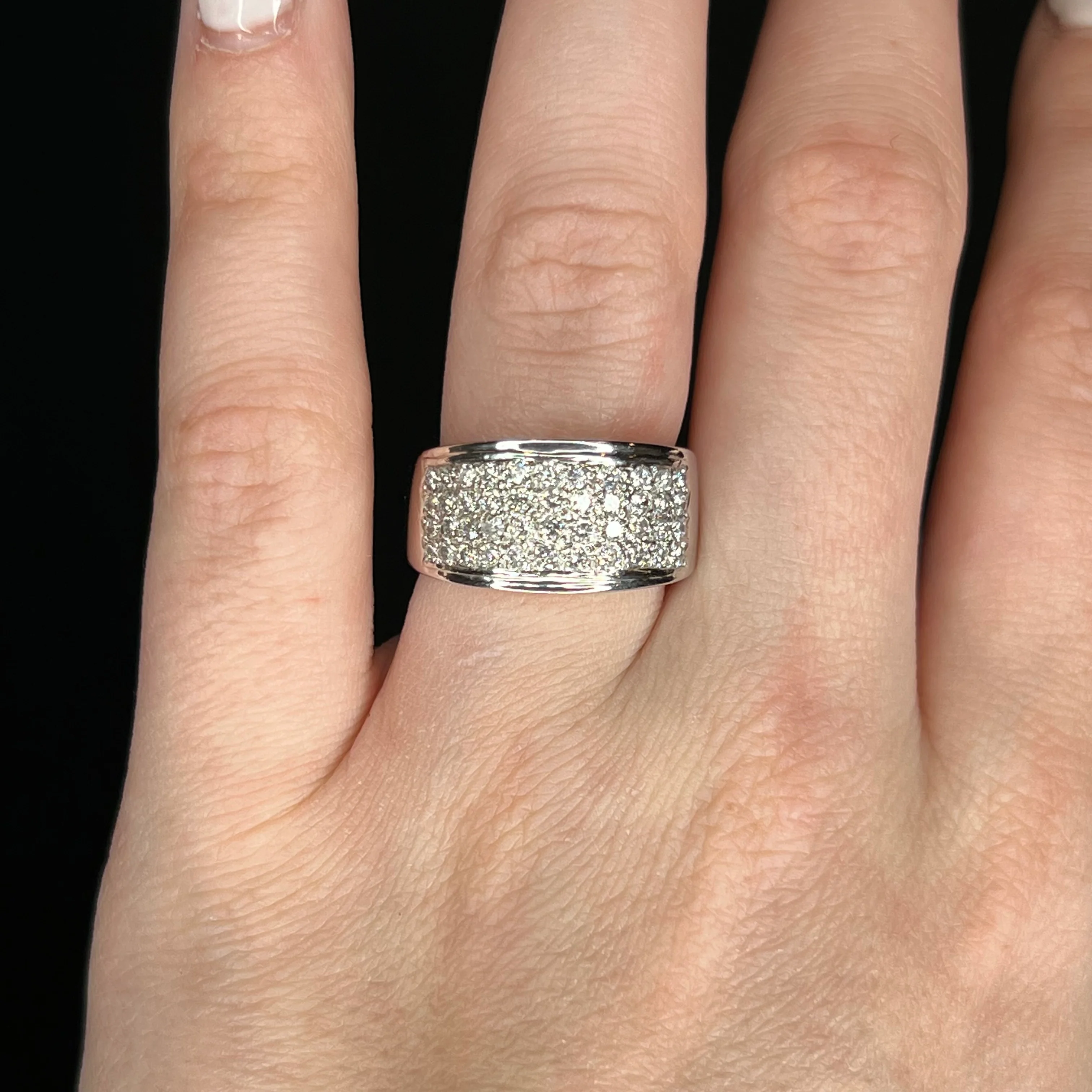 1.32 Pave Diamond Cocktail Ring in 14k White Gold - Image 6