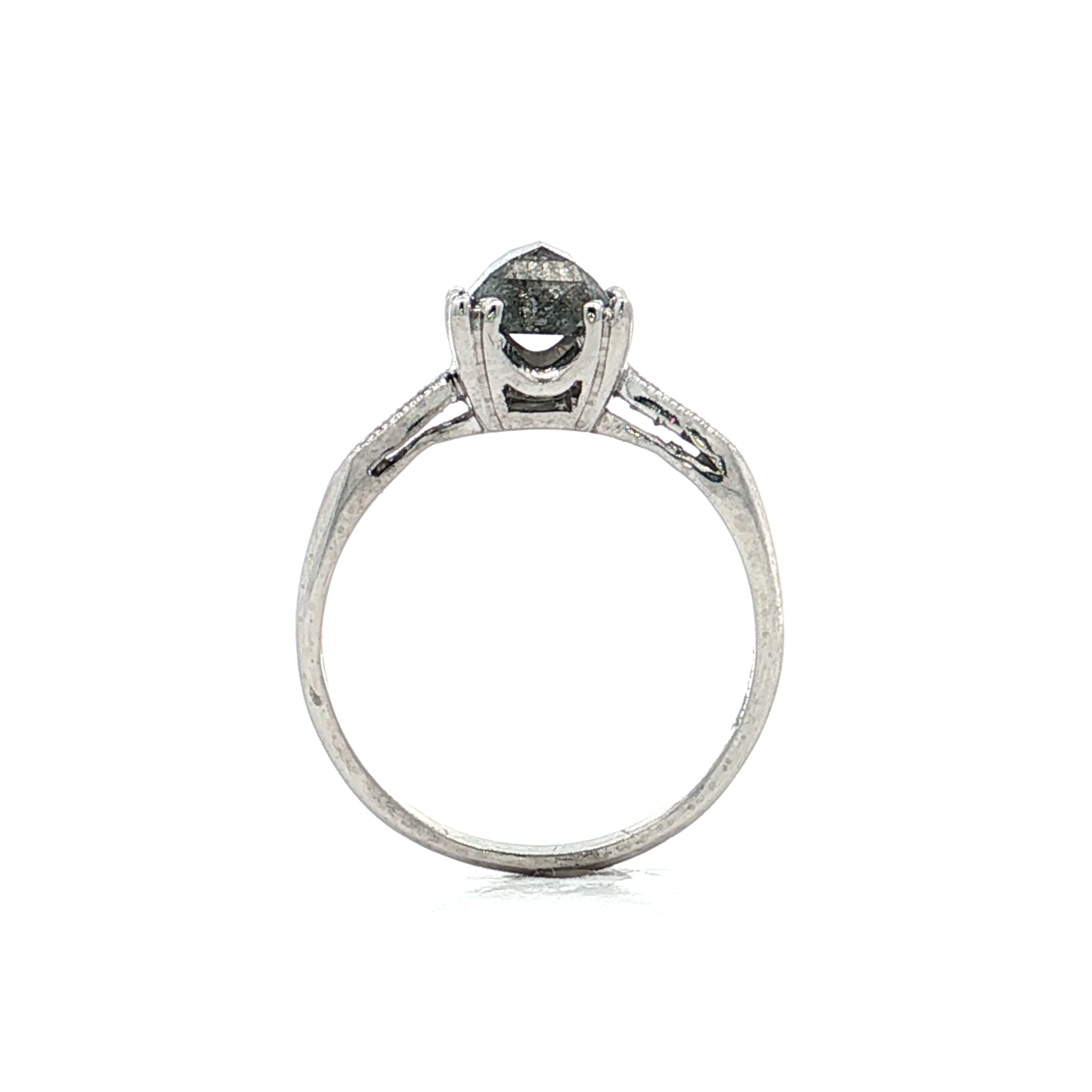 1.33 Emerald Rose Cut Diamond Engagement Ring Platinum - Image 5