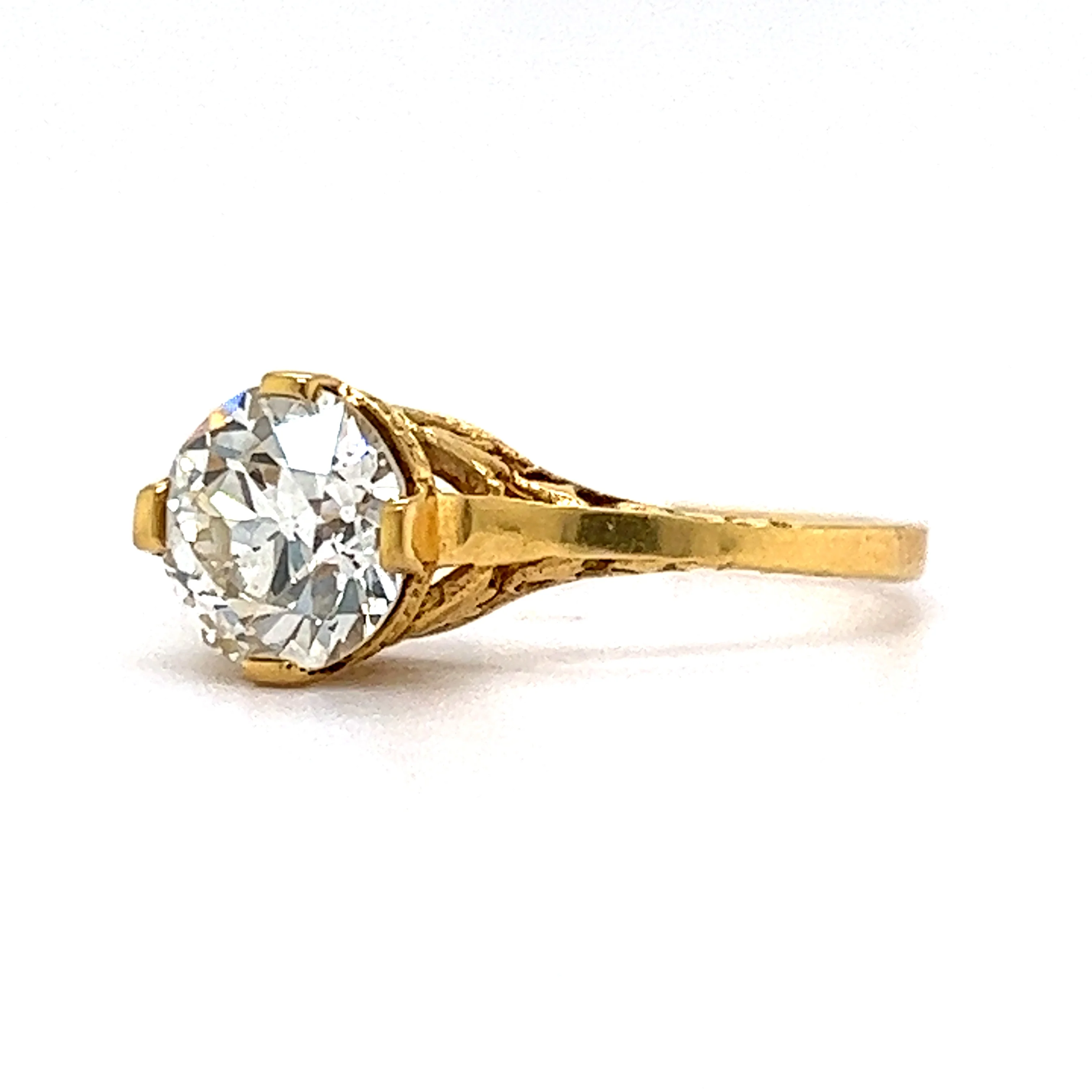 1.33 Old European Diamond Engagement Ring in 18k Yellow Gold - Image 2