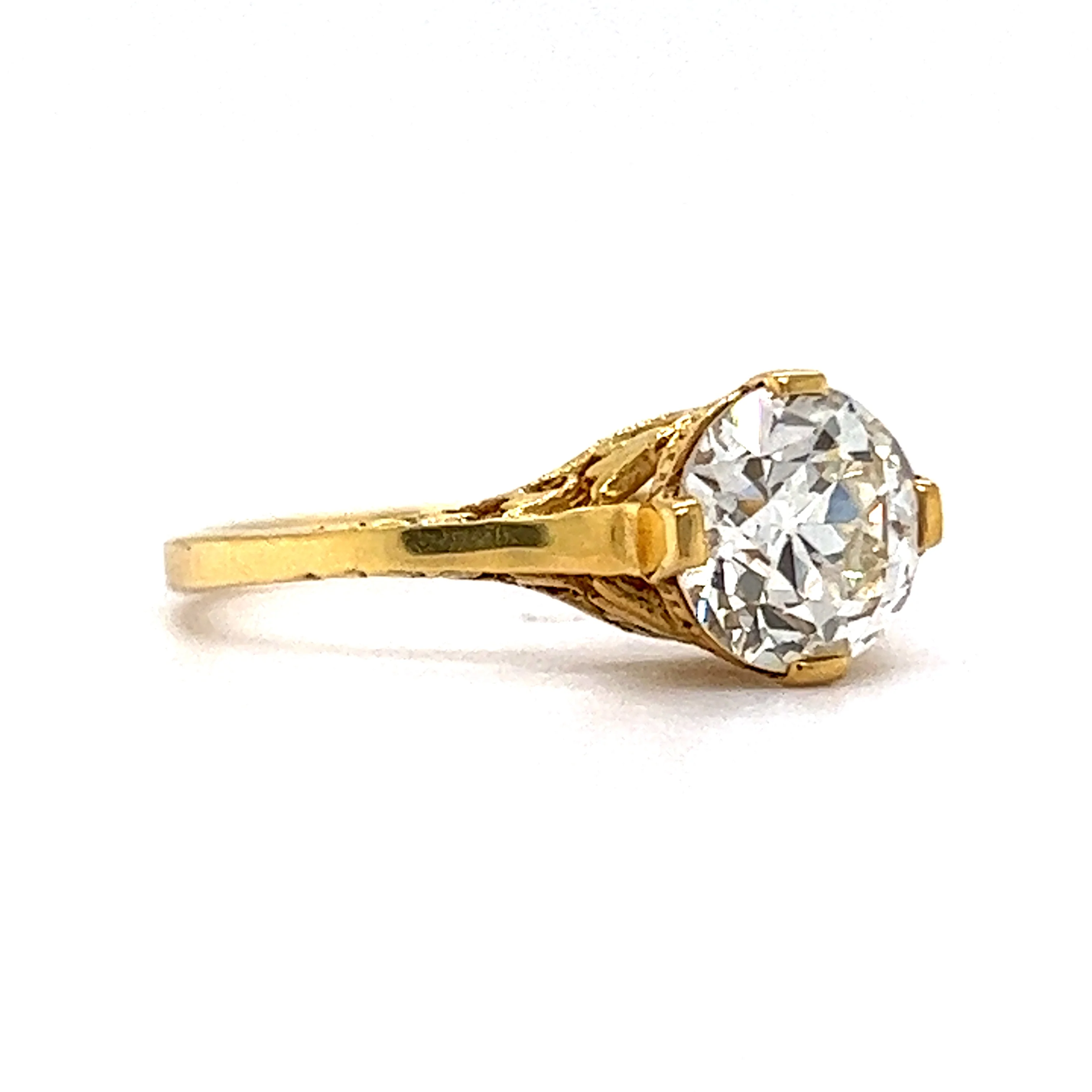 1.33 Old European Diamond Engagement Ring in 18k Yellow Gold - Image 3