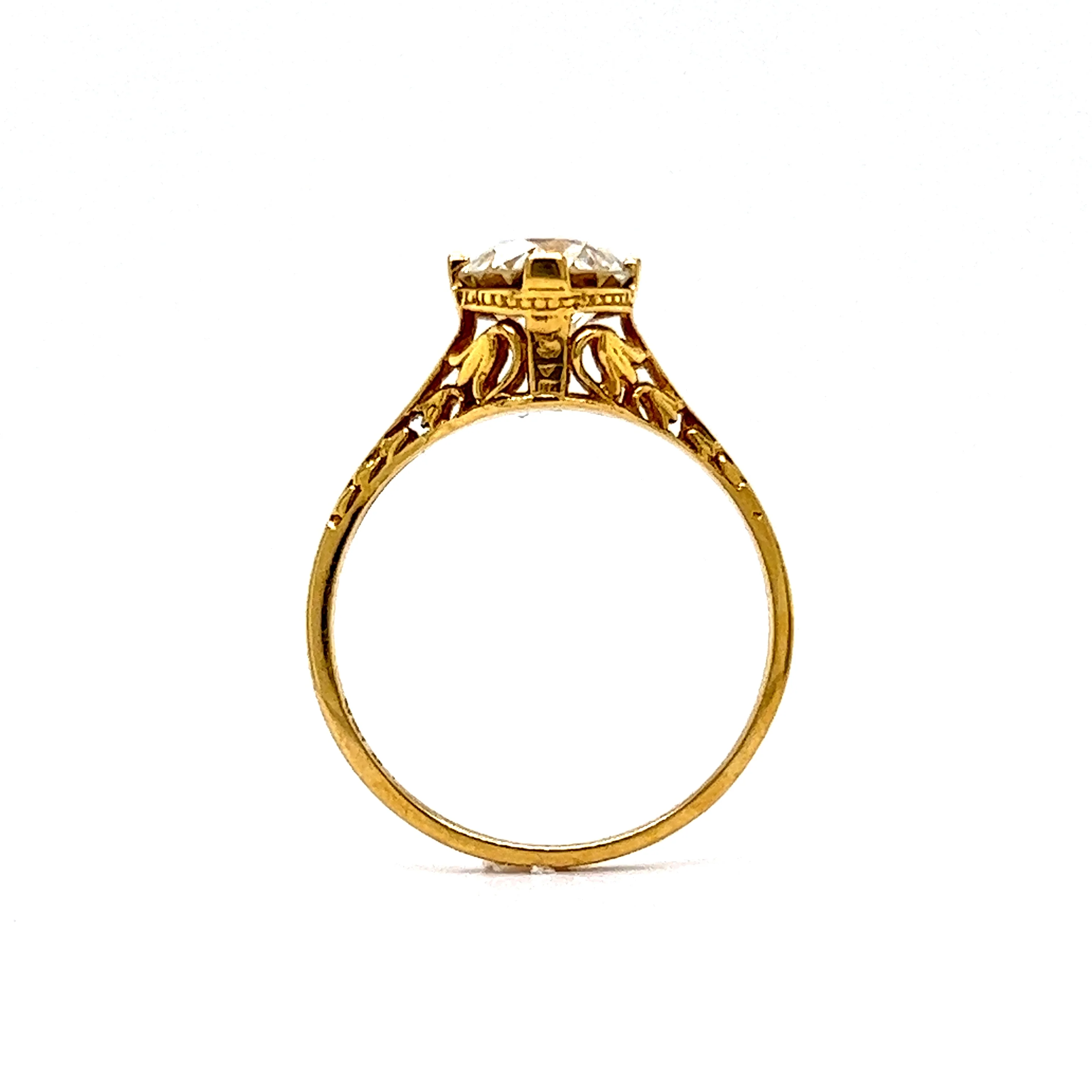 1.33 Old European Diamond Engagement Ring in 18k Yellow Gold - Image 4