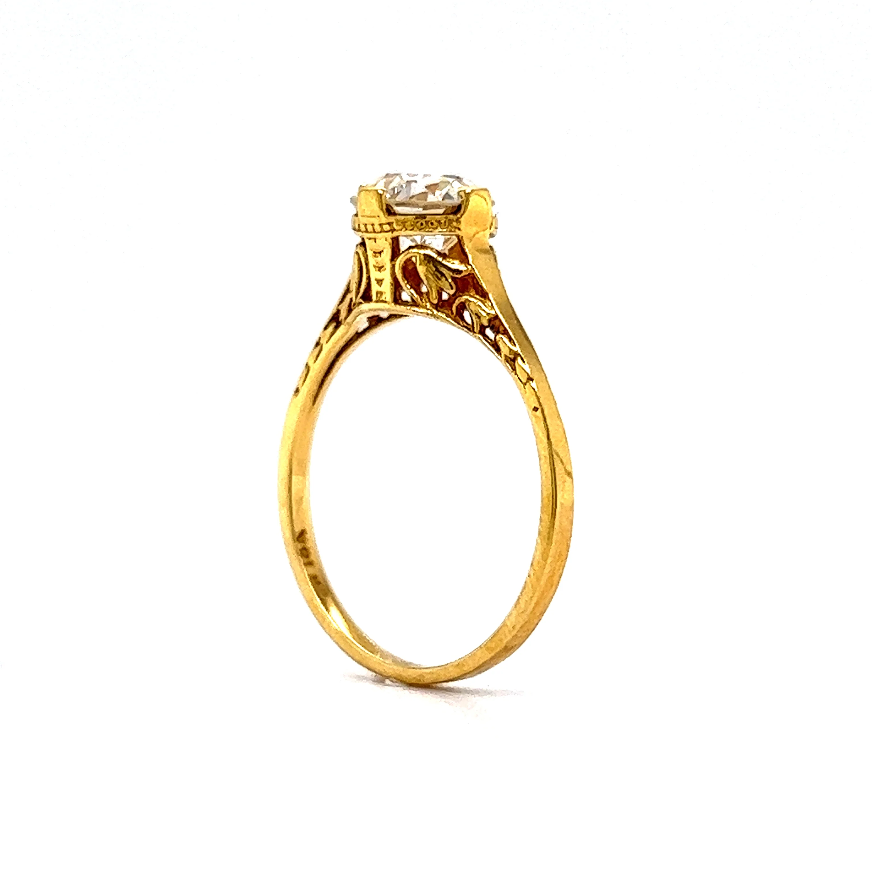 1.33 Old European Diamond Engagement Ring in 18k Yellow Gold - Image 5