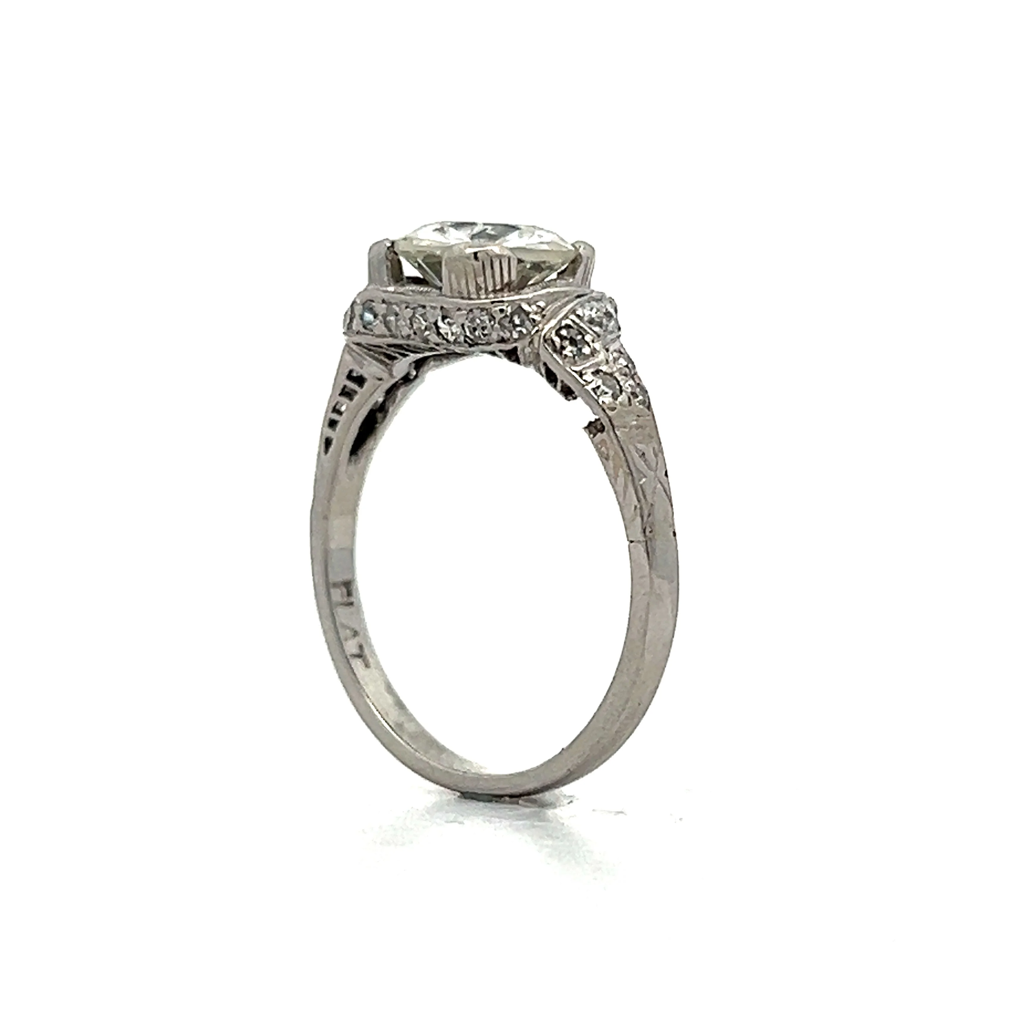 1.35 Art Deco Euro Diamond Engagement Ring in Platinum - Image 5