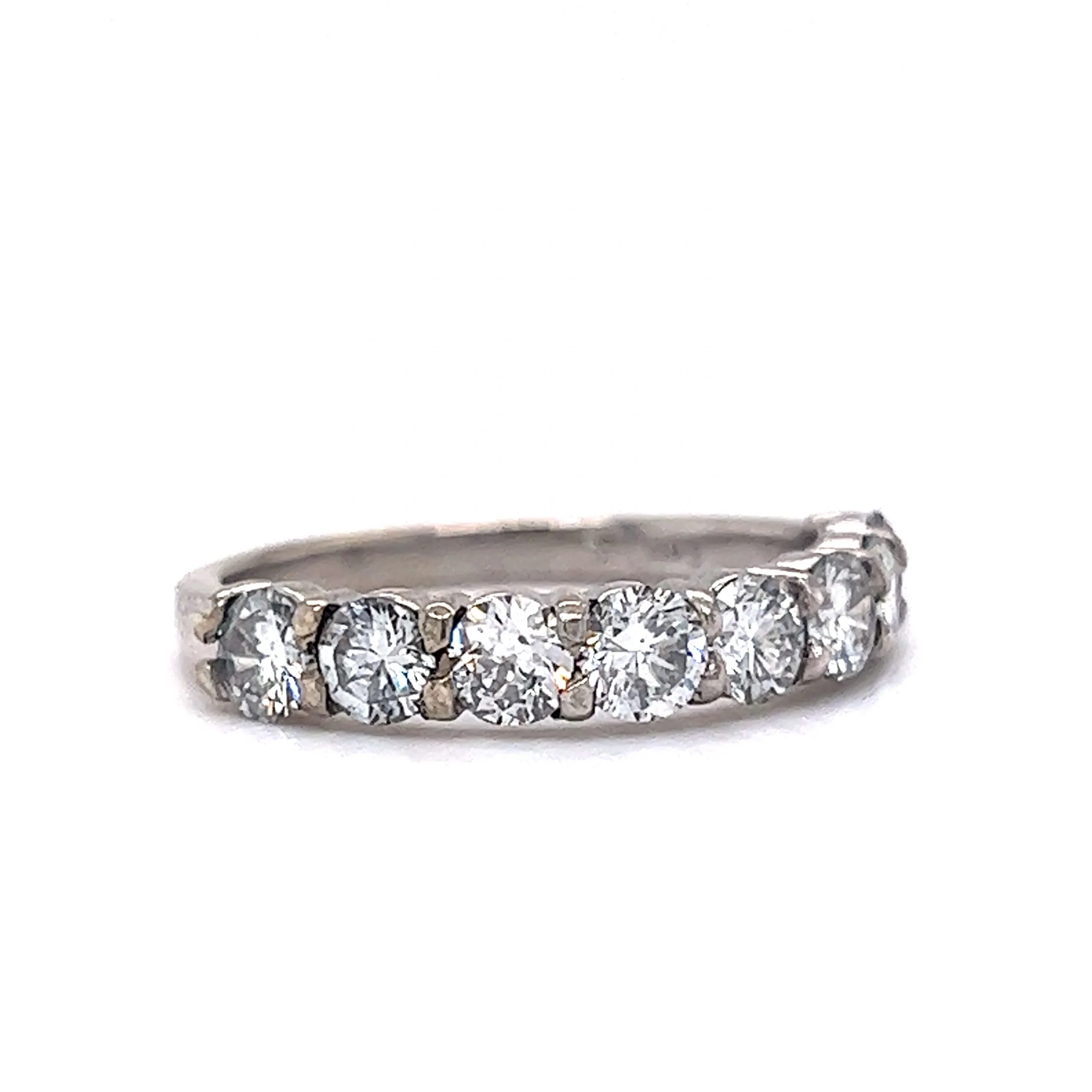 1.35 Round Brilliant Cut Diamond Wedding Band in 14k White Gold - Image 3