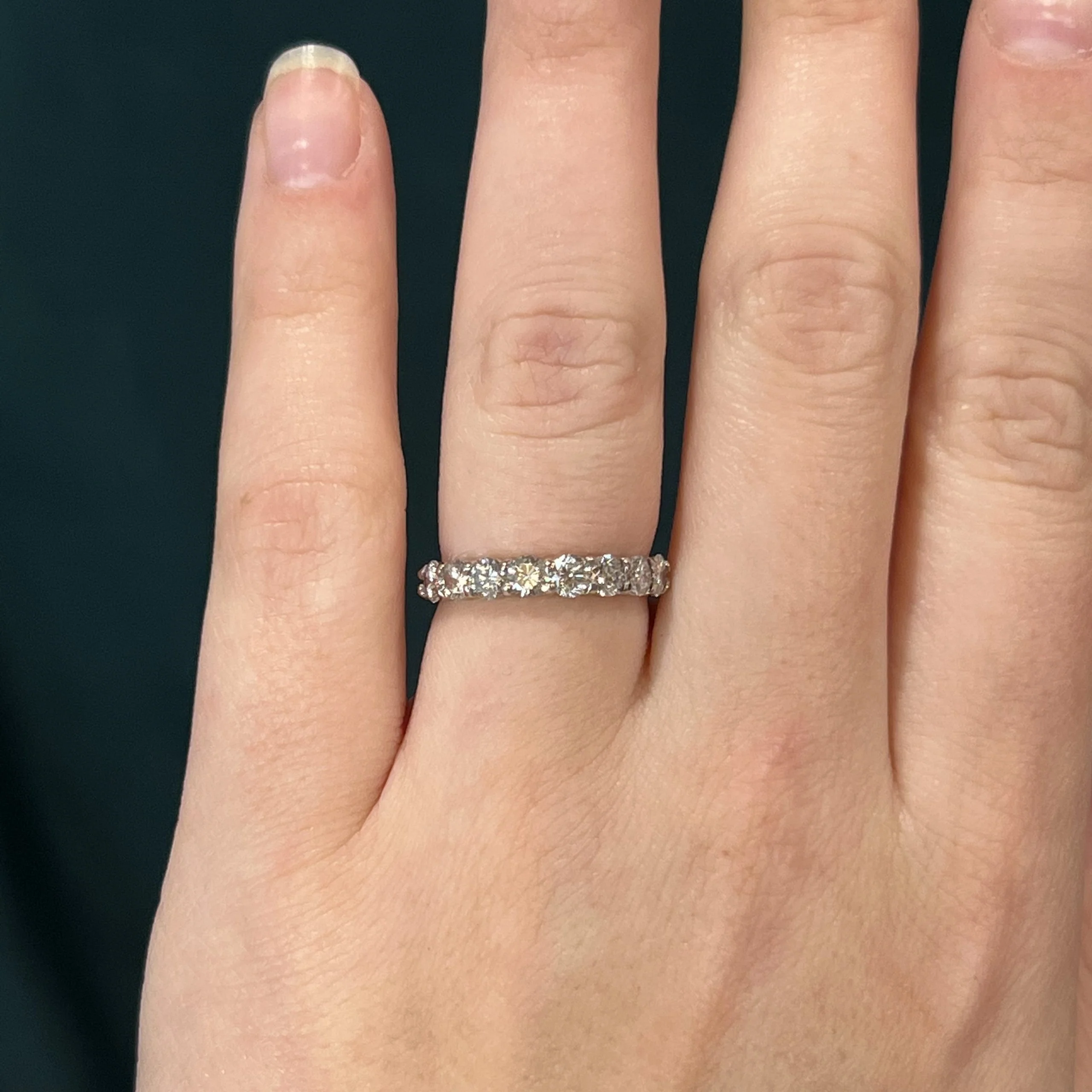 1.35 Round Brilliant Cut Diamond Wedding Band in 14k White Gold - Image 6