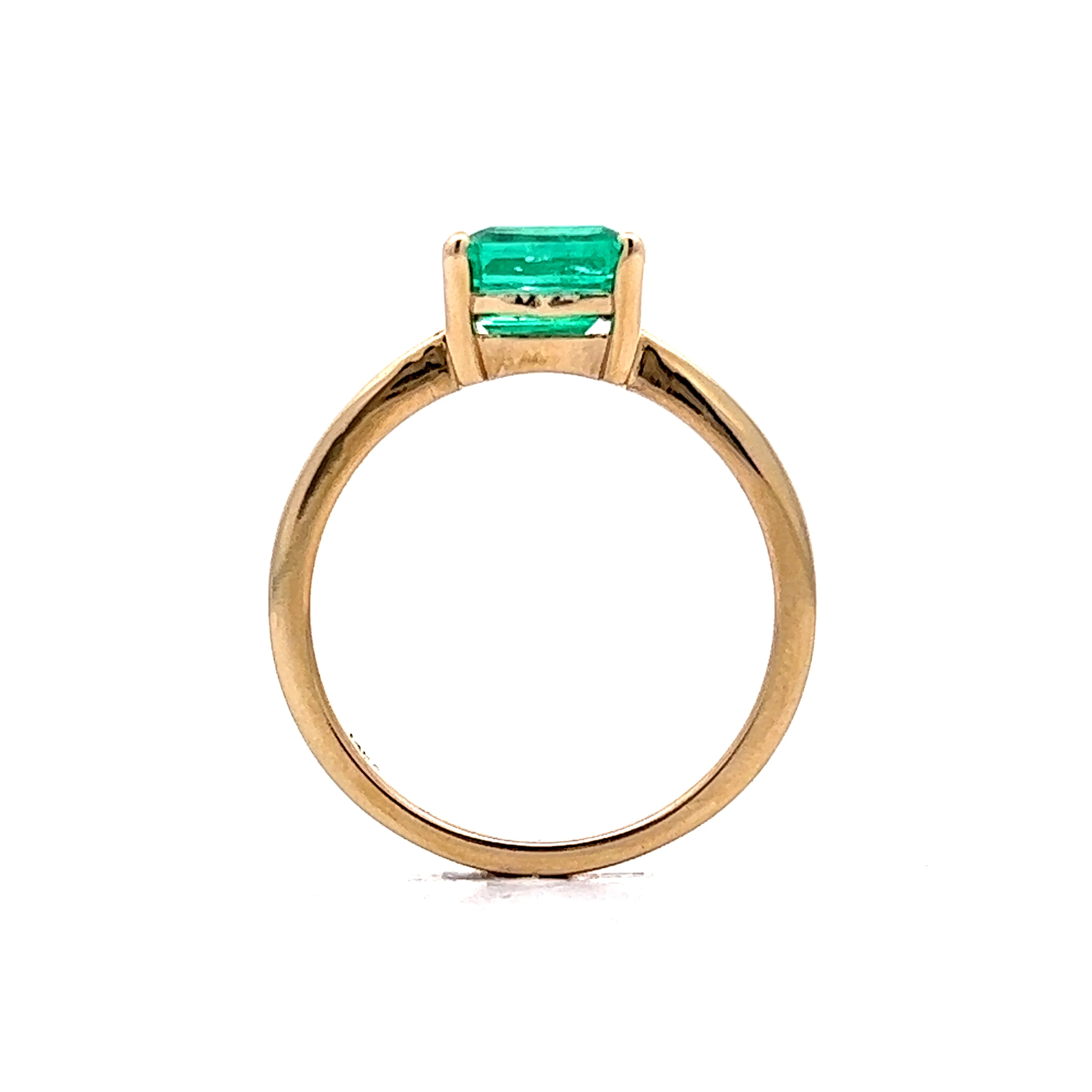 East/West Emerald Solitaire Ring in 14k Yellow Gold - Image 4