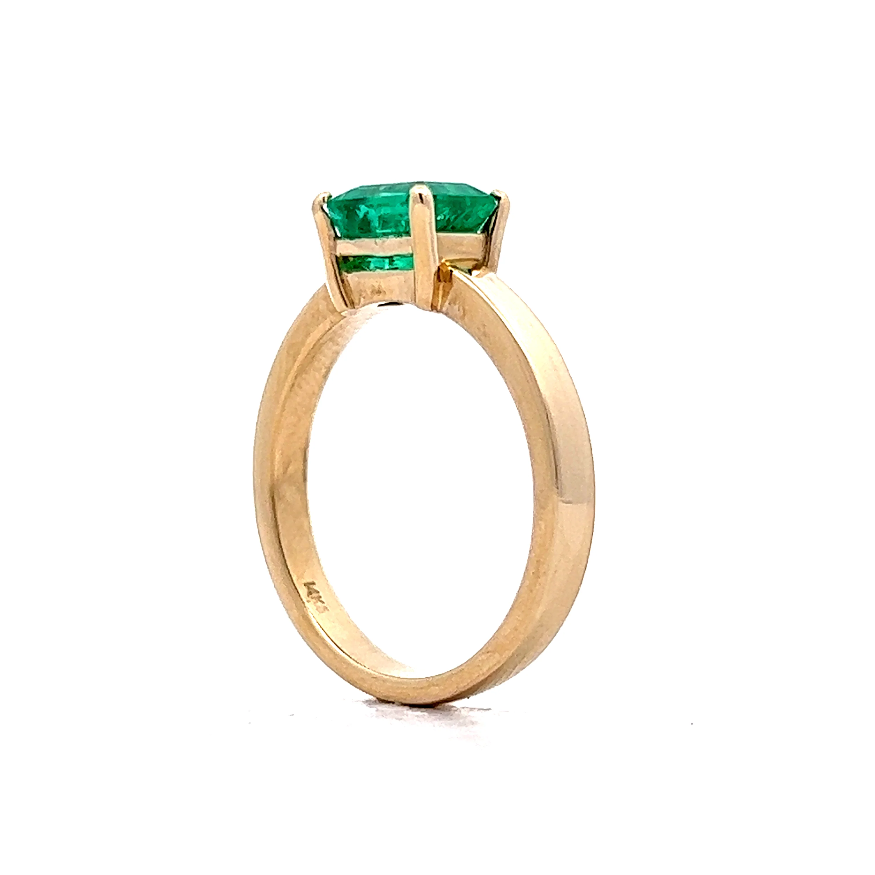 East/West Emerald Solitaire Ring in 14k Yellow Gold - Image 5