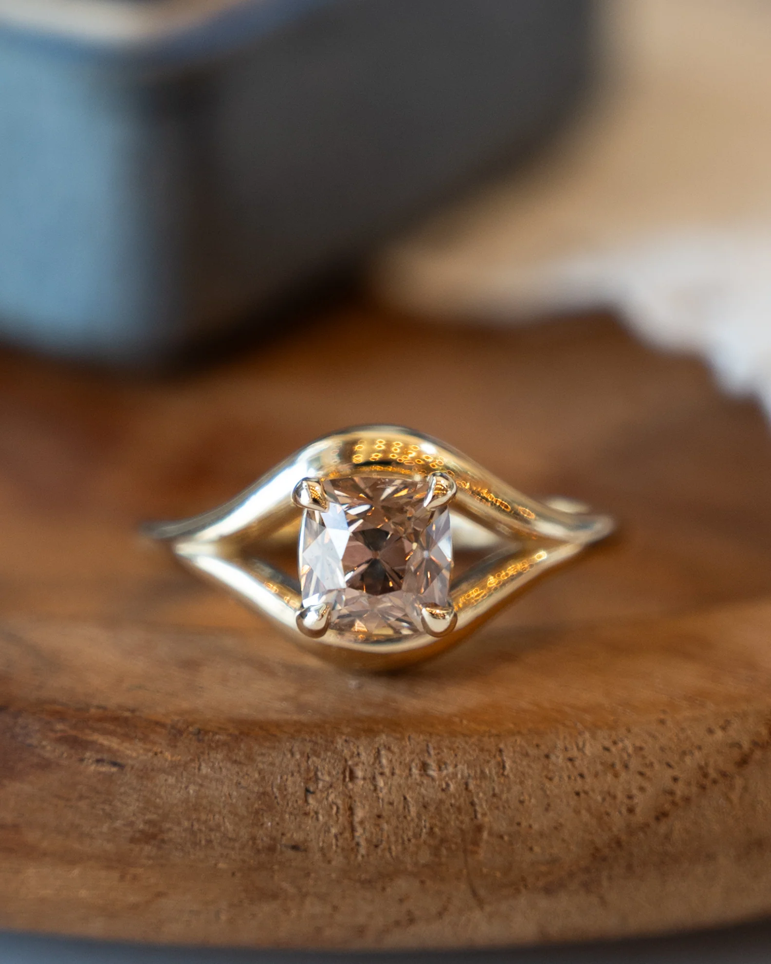 1.36 Old Mine Cushion Diamond Engagement Ring 14k - Image 6
