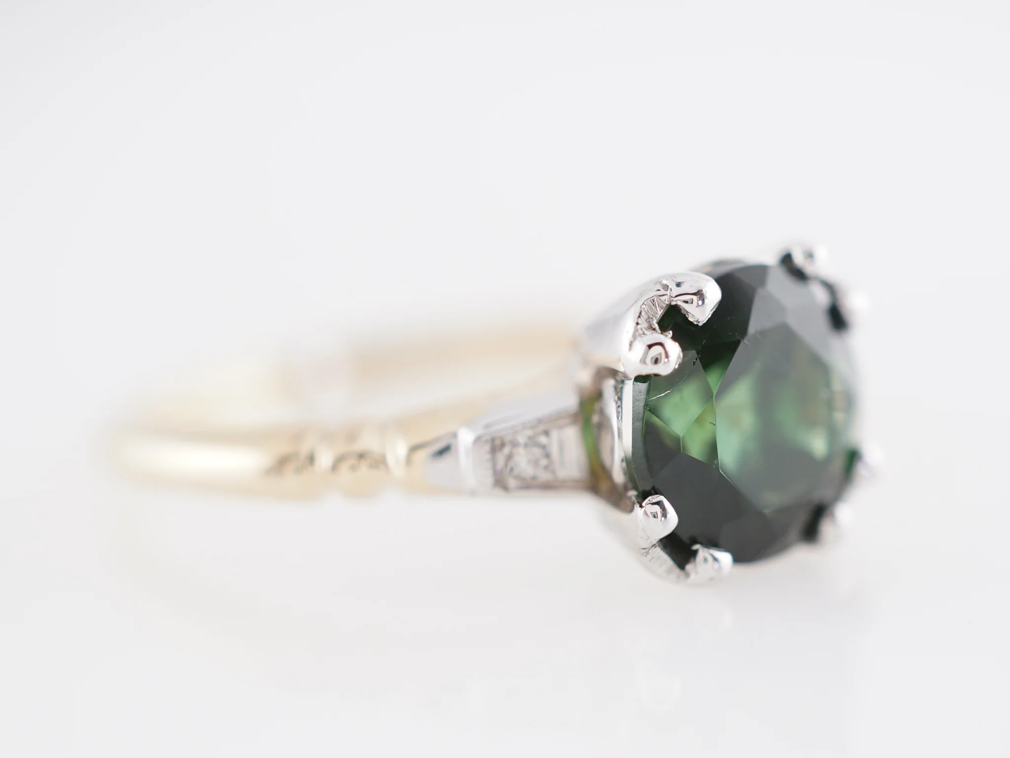 1.36 Retro Tourmaline Engagement Ring in 14k Yellow Gold - Image 3