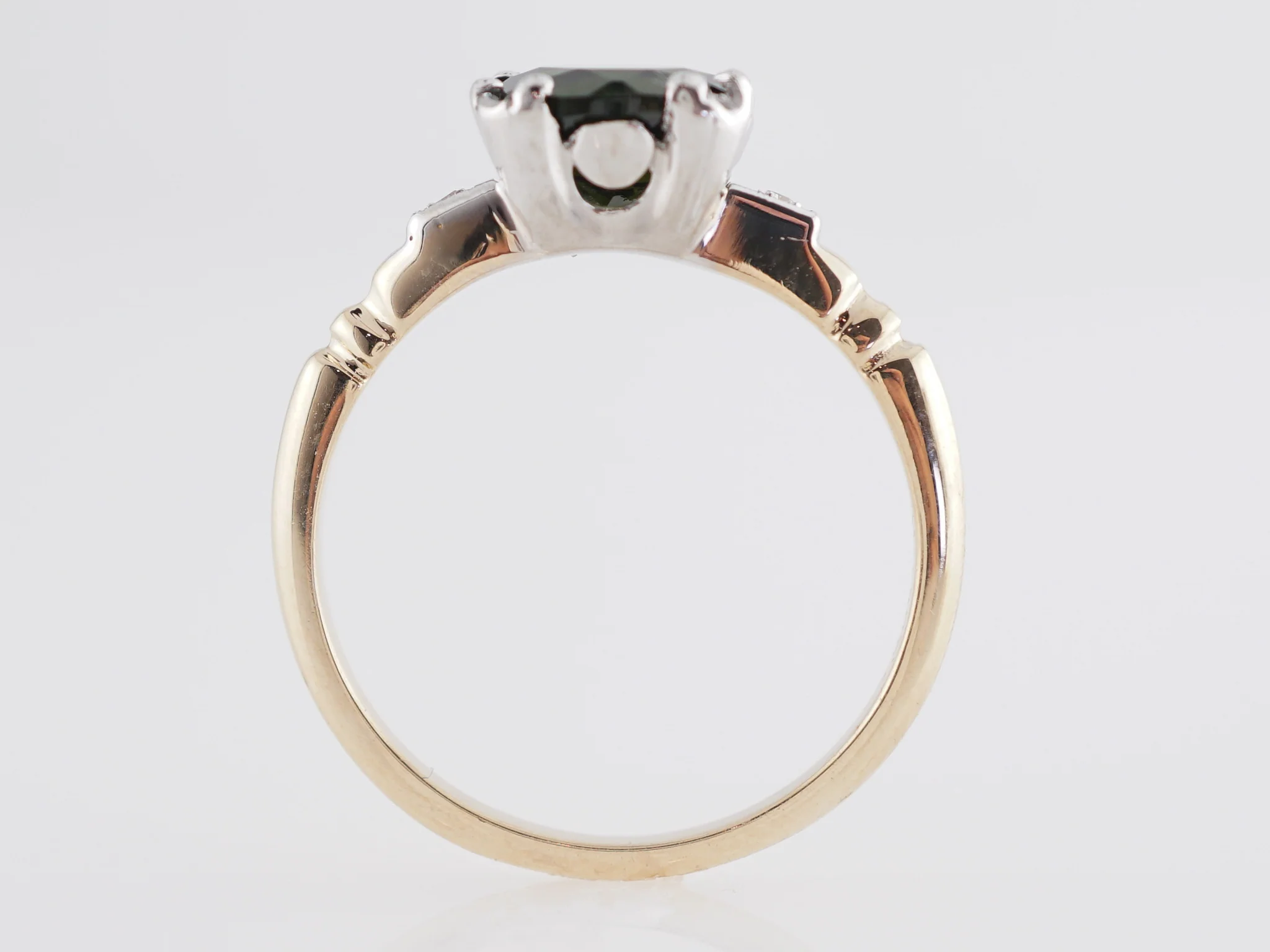 1.36 Retro Tourmaline Engagement Ring in 14k Yellow Gold - Image 5