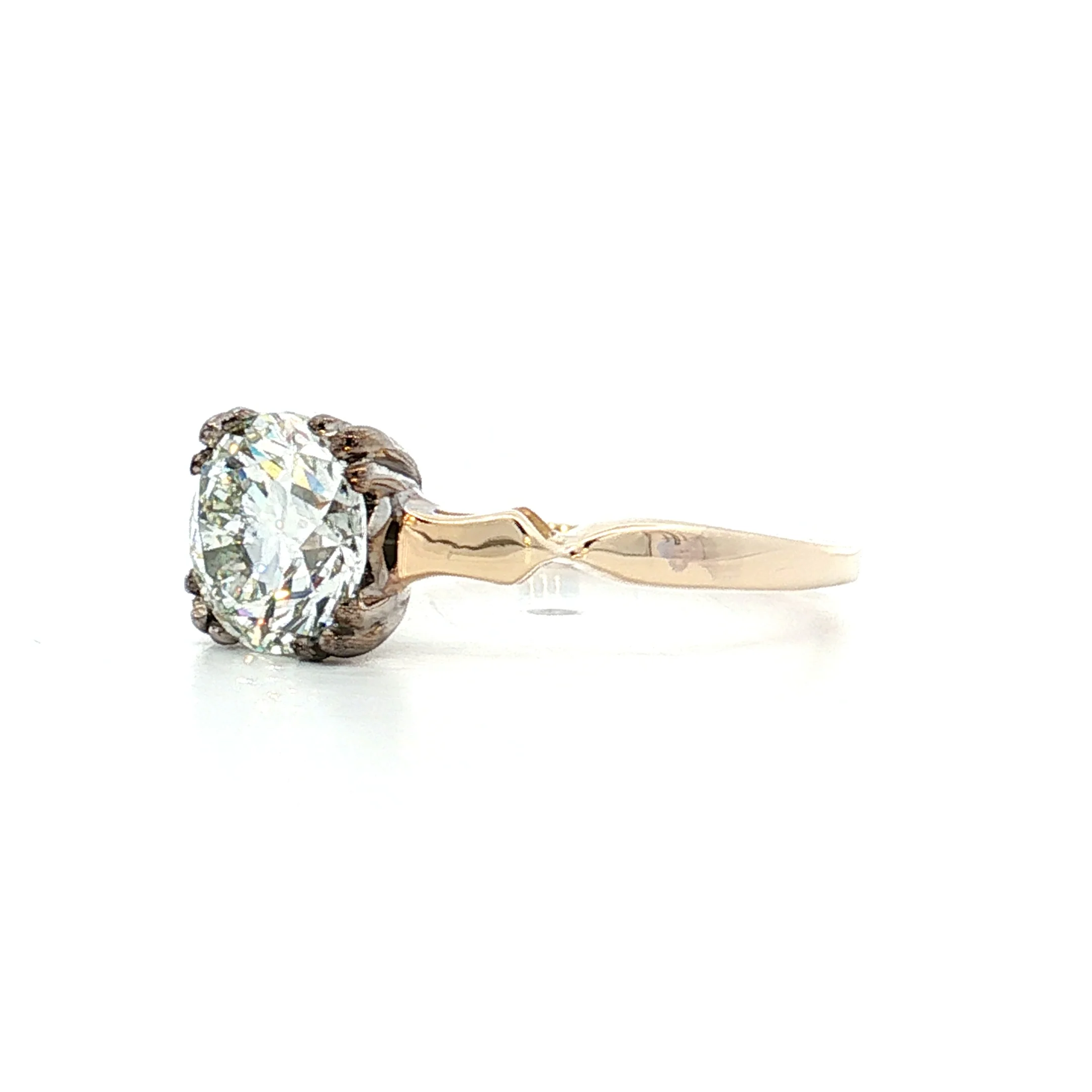 1.36 Vintage Retro Diamond Engagement Ring Two-Tone 14k - Image 2