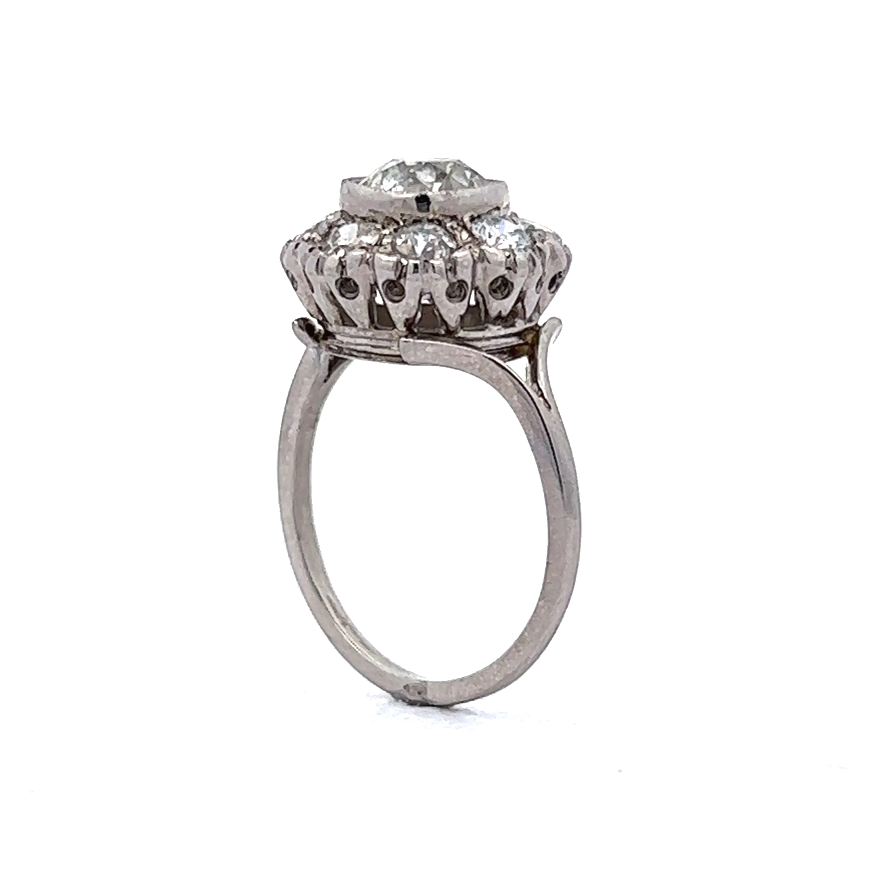 1.37 Art Deco Diamond Cluster Engagement Ring in Platinum - Image 5