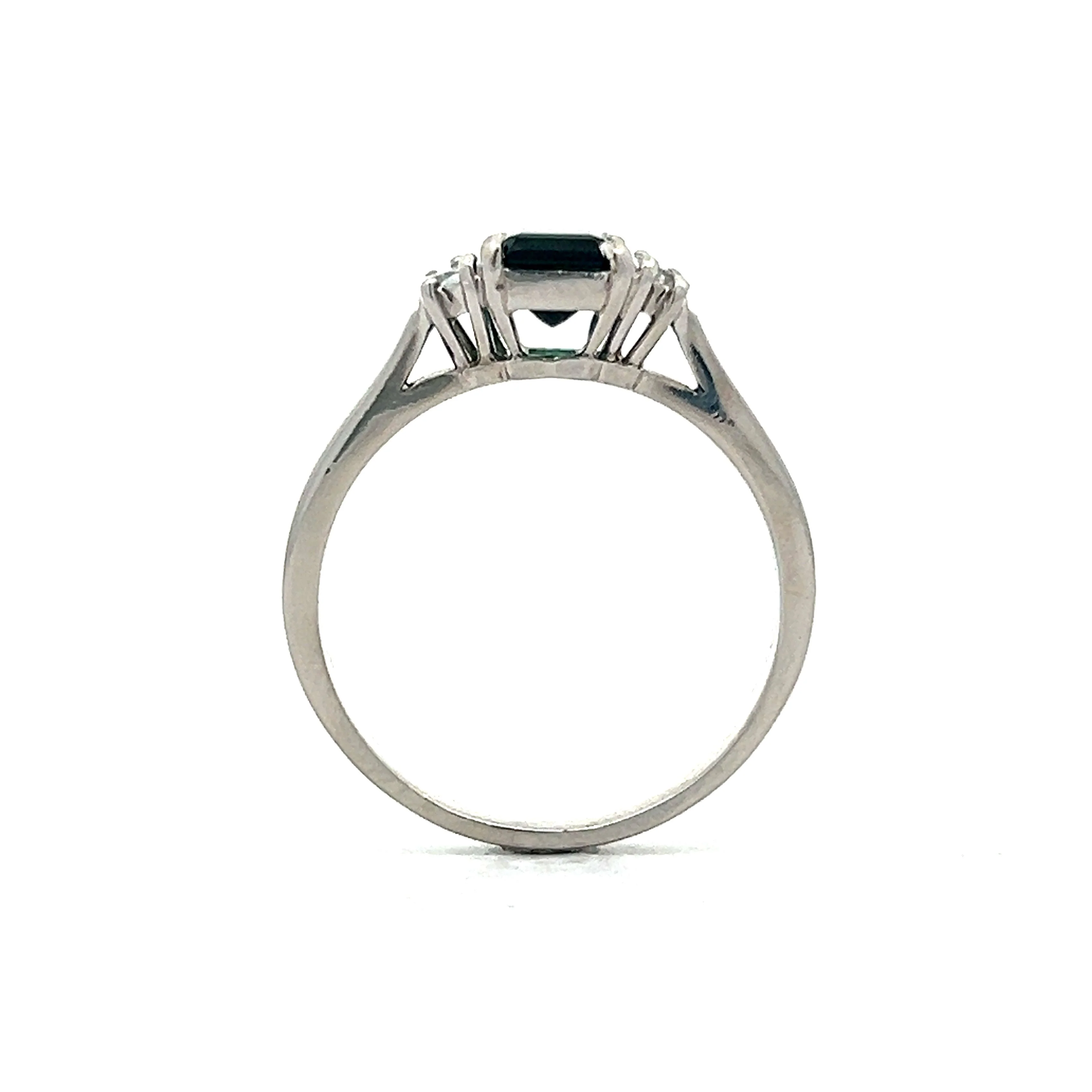 1.37 Tourmaline Three Stone Diamond Engagement Ring in Platinum - Image 4