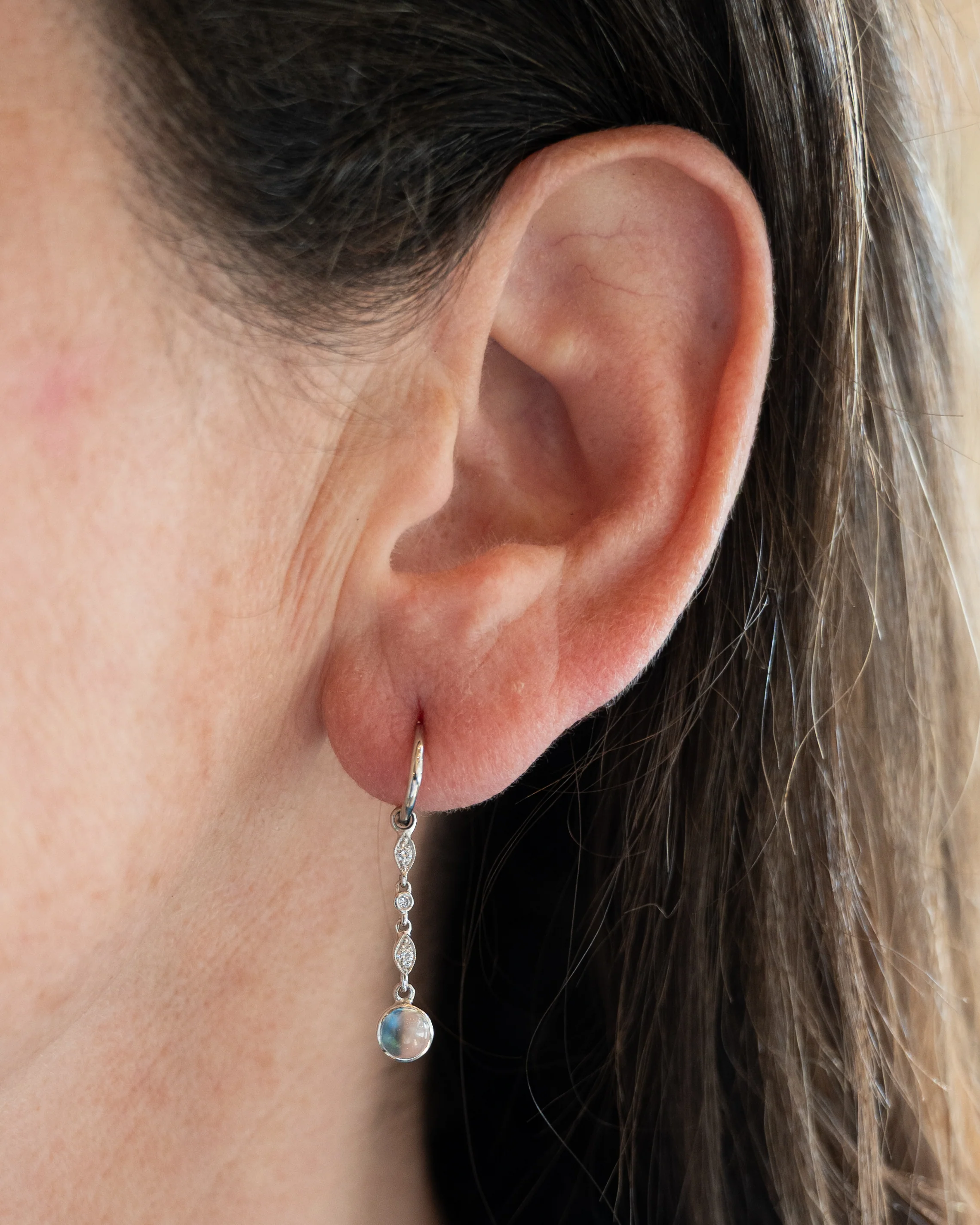 1.37 Wendy Walker Moonstone Drop Earrings in Platinum - Image 5
