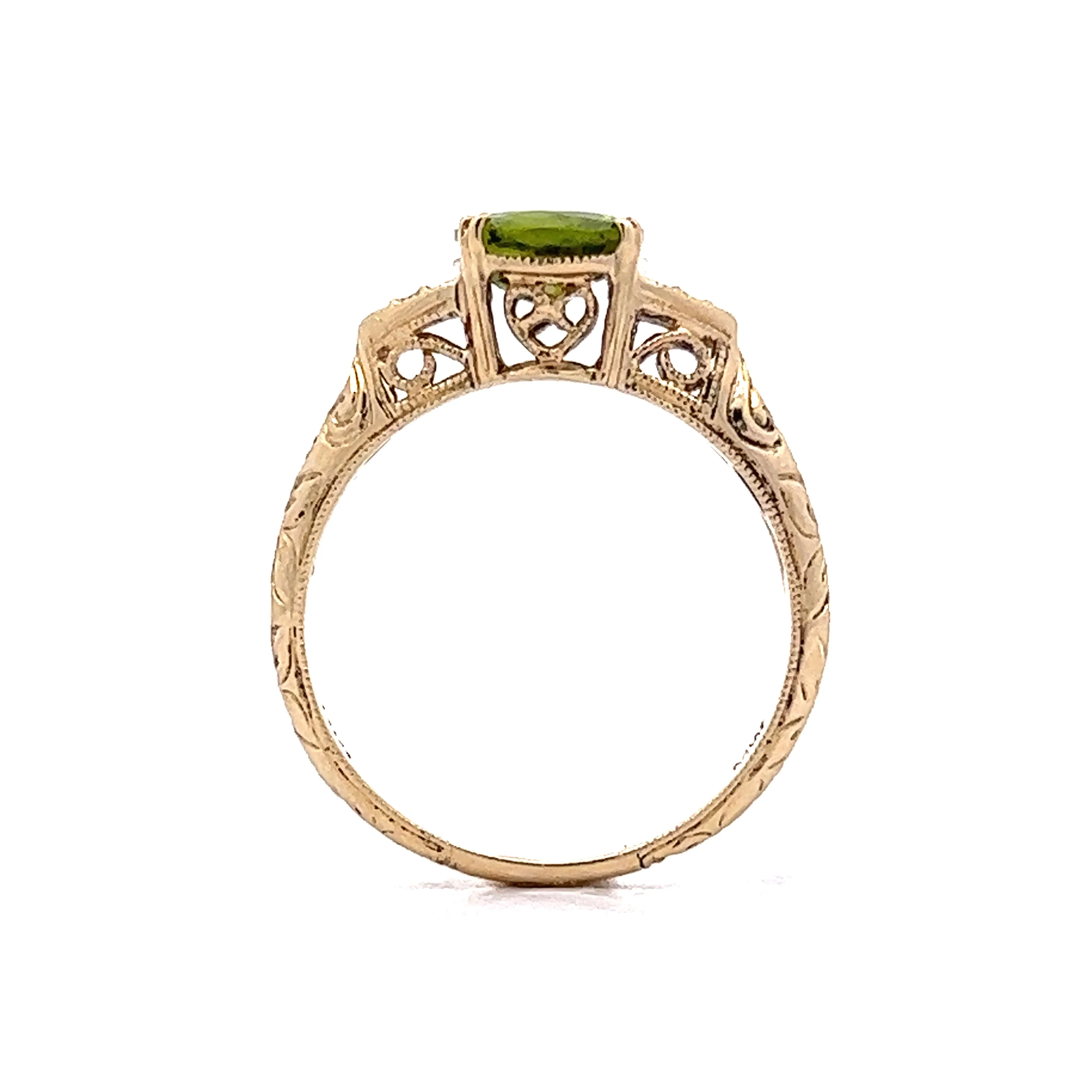 1.37 Oval Peridot Engagement Ring in 14k Yellow Gold - Image 4