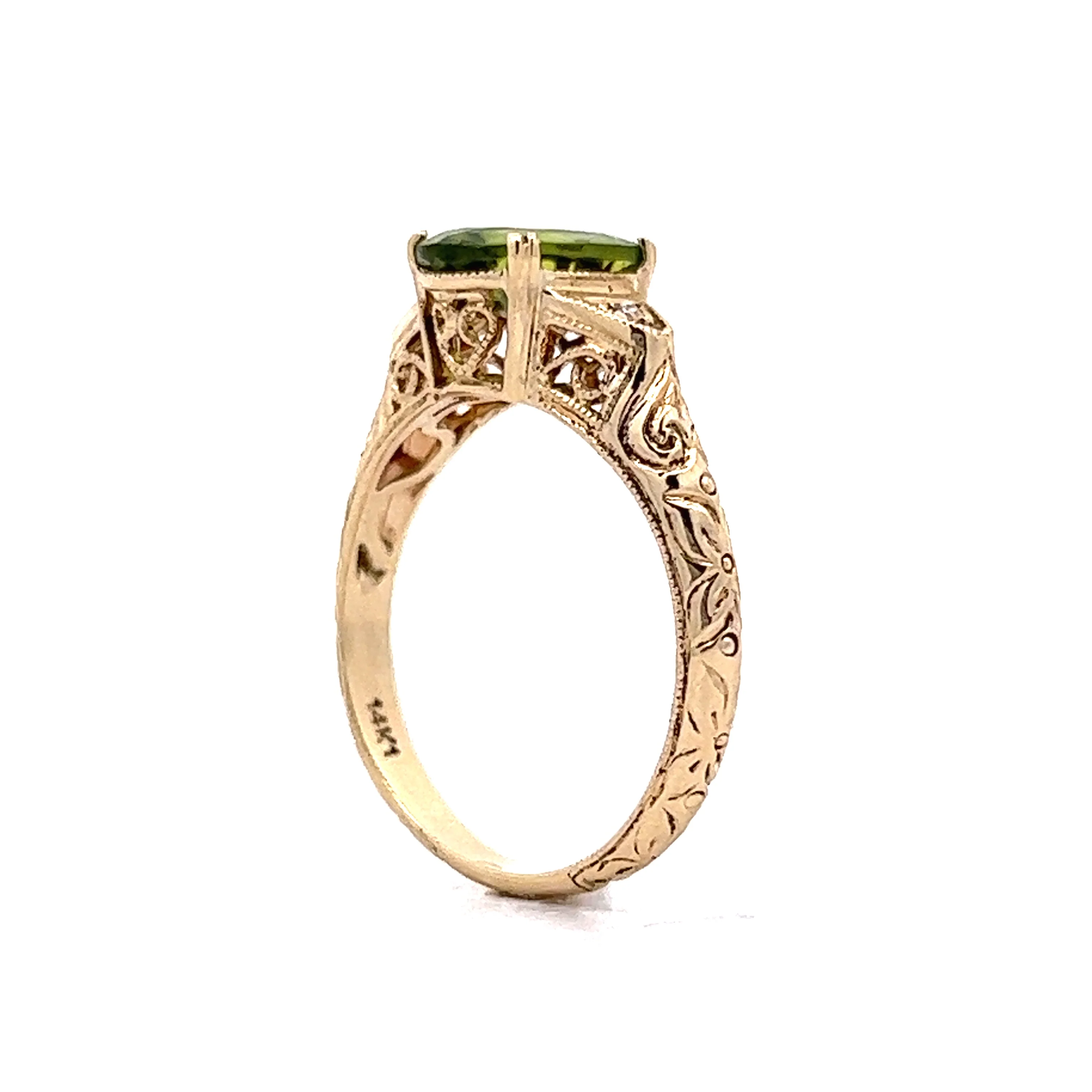 1.37 Oval Peridot Engagement Ring in 14k Yellow Gold - Image 5