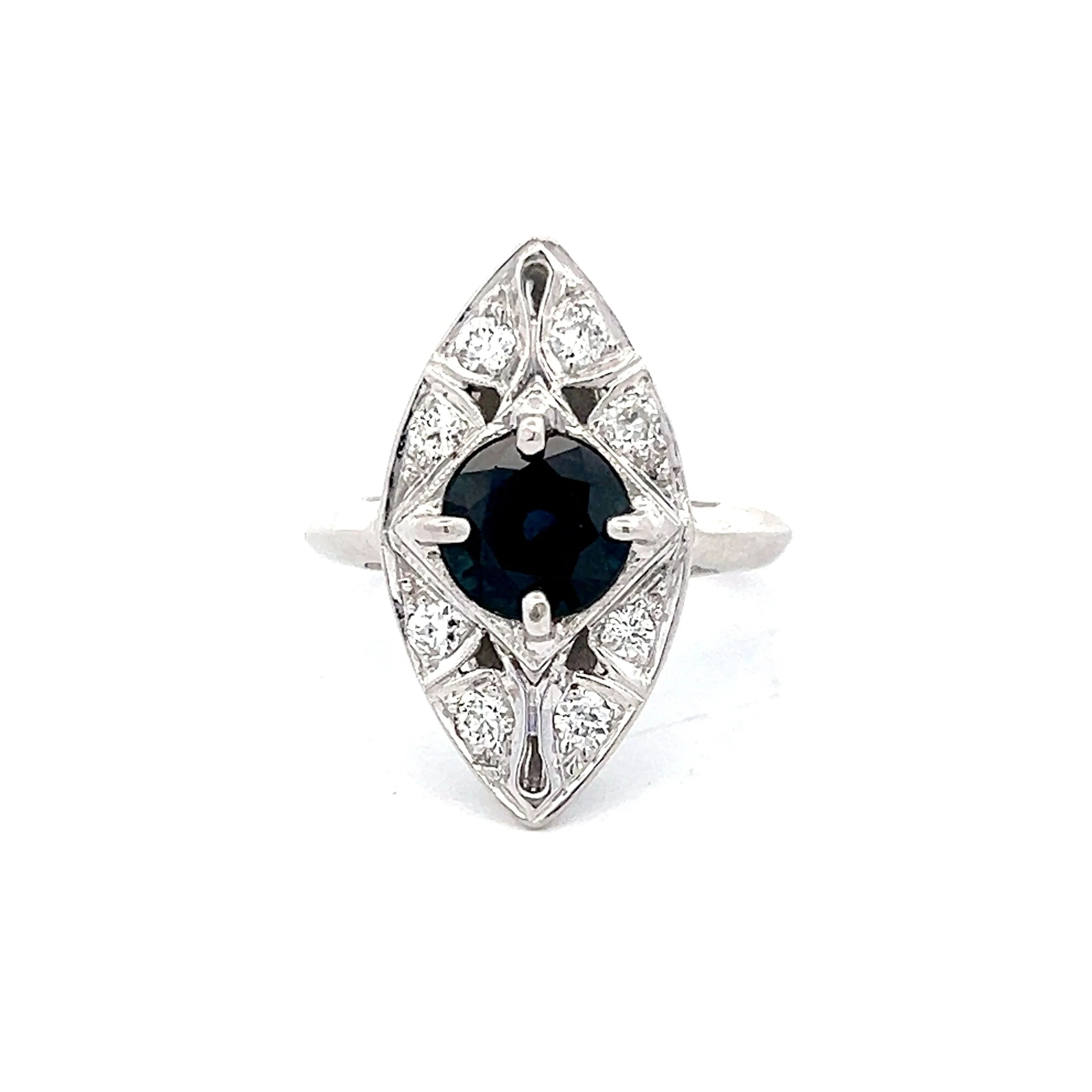 1.39 Antique Deco Navette Right Hand Ring in 14k