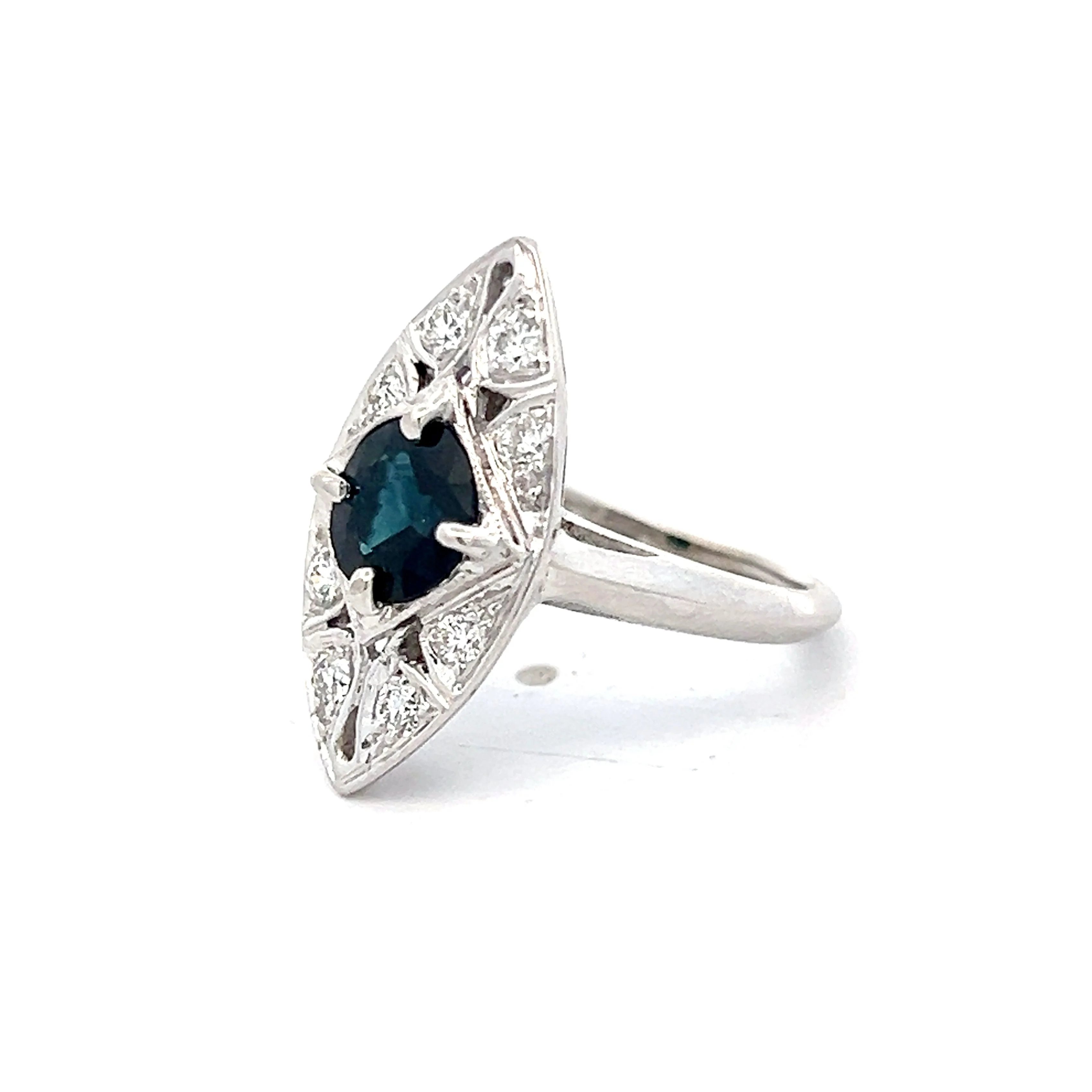 1.39 Antique Deco Navette Right Hand Ring in 14k - Image 2