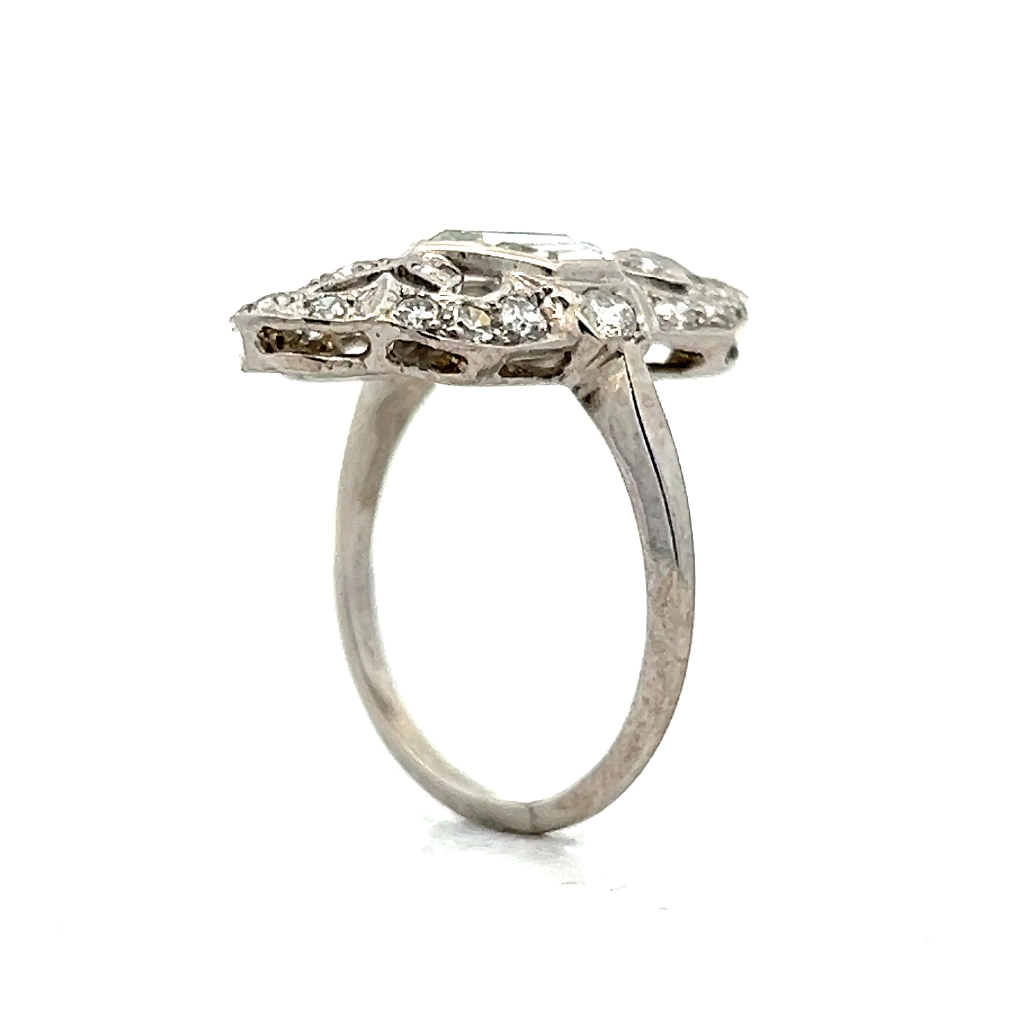 1.39 Art Deco Diamond Navette Cocktail Ring in Platinum - Image 3
