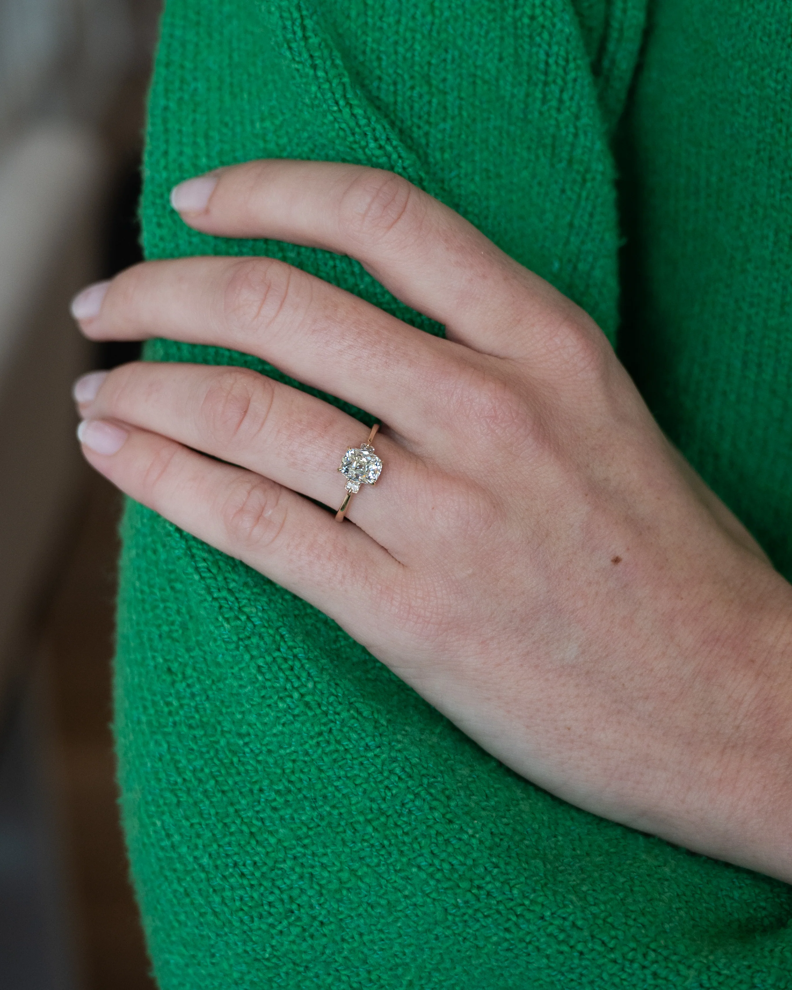 1.41 Old Mine Cushion Diamond Engagement Ring 14k - Image 6