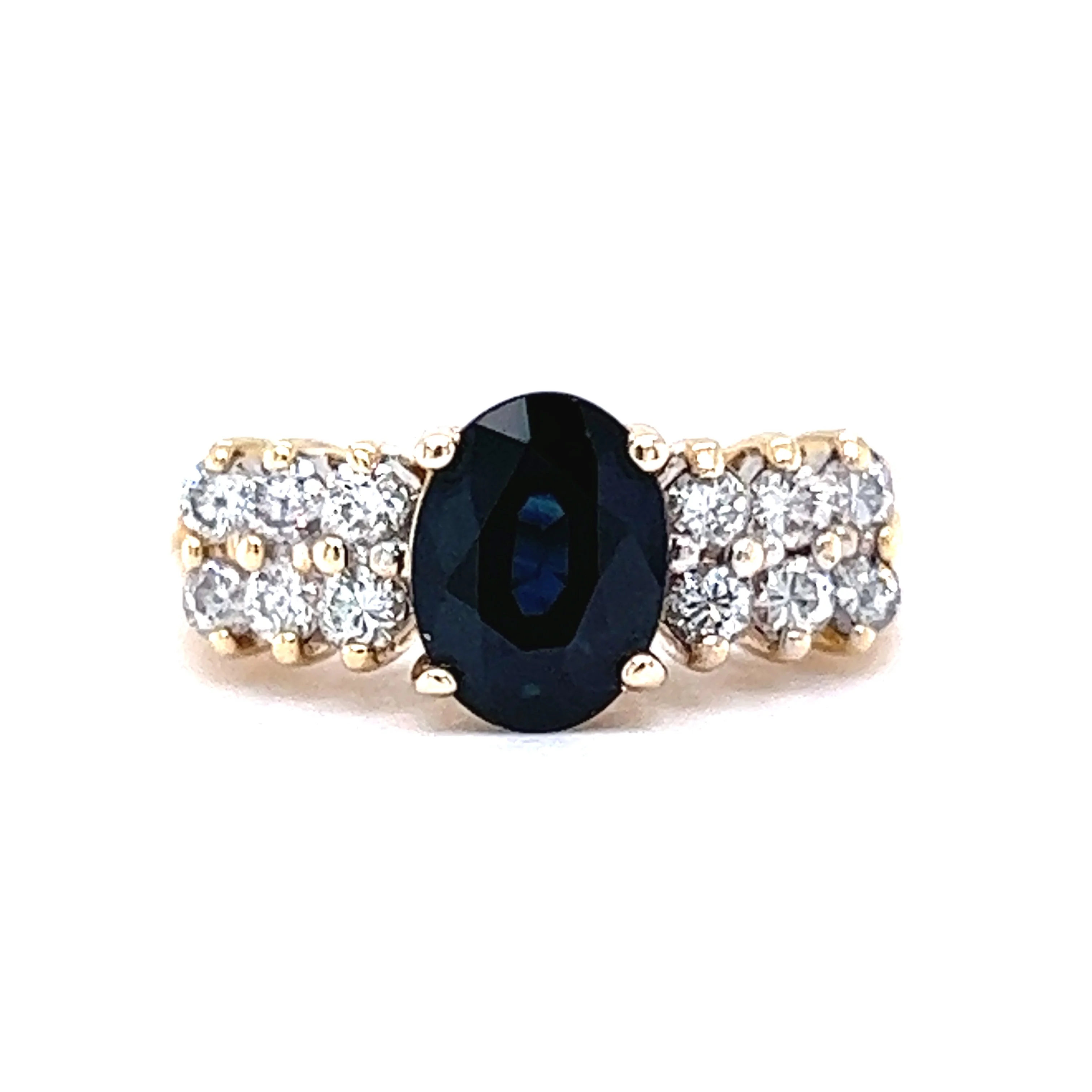 1.41 Oval Cut Sapphire Engagement Ring in 14k Yellow Gold